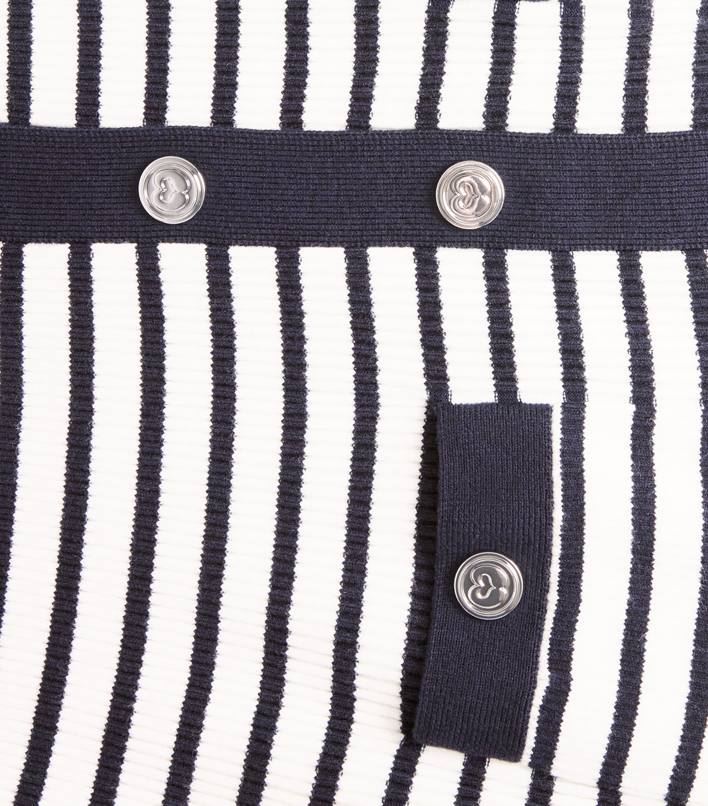 Maje Womens Rib-Knit Breton Stripe Midi Dress Ecru/navy Blue Image 6