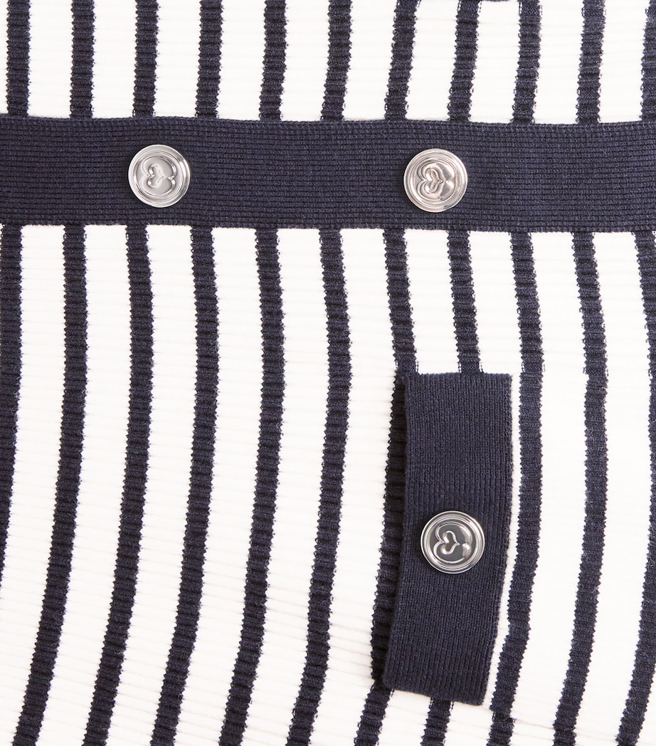 Maje Womens Rib-Knit Breton Stripe Midi Dress Ecru/navy Blue Image 6