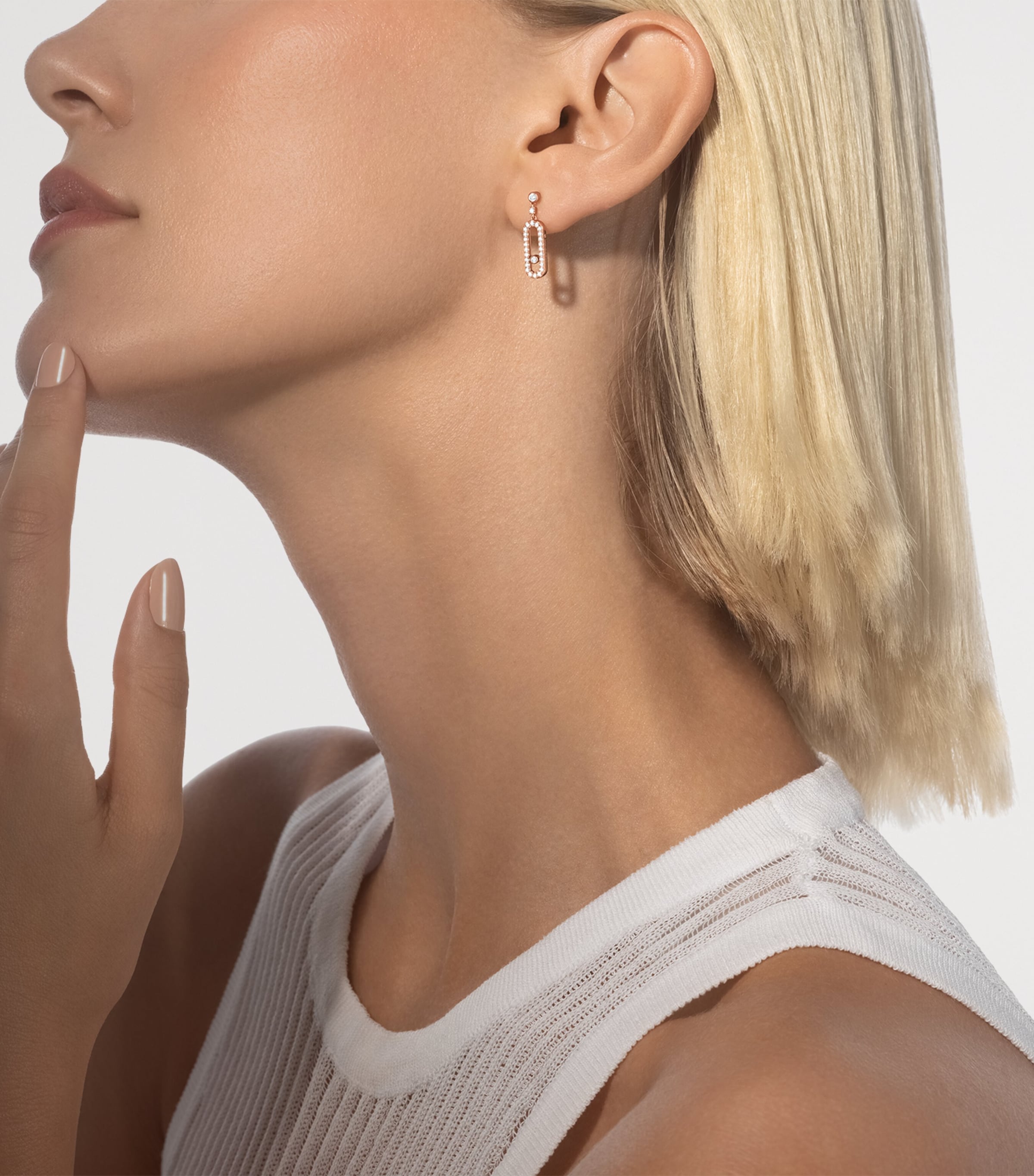 Messika Move Uno Rose Gold and Diamond Earrings (0.40ct) Pink Gold Image 2
