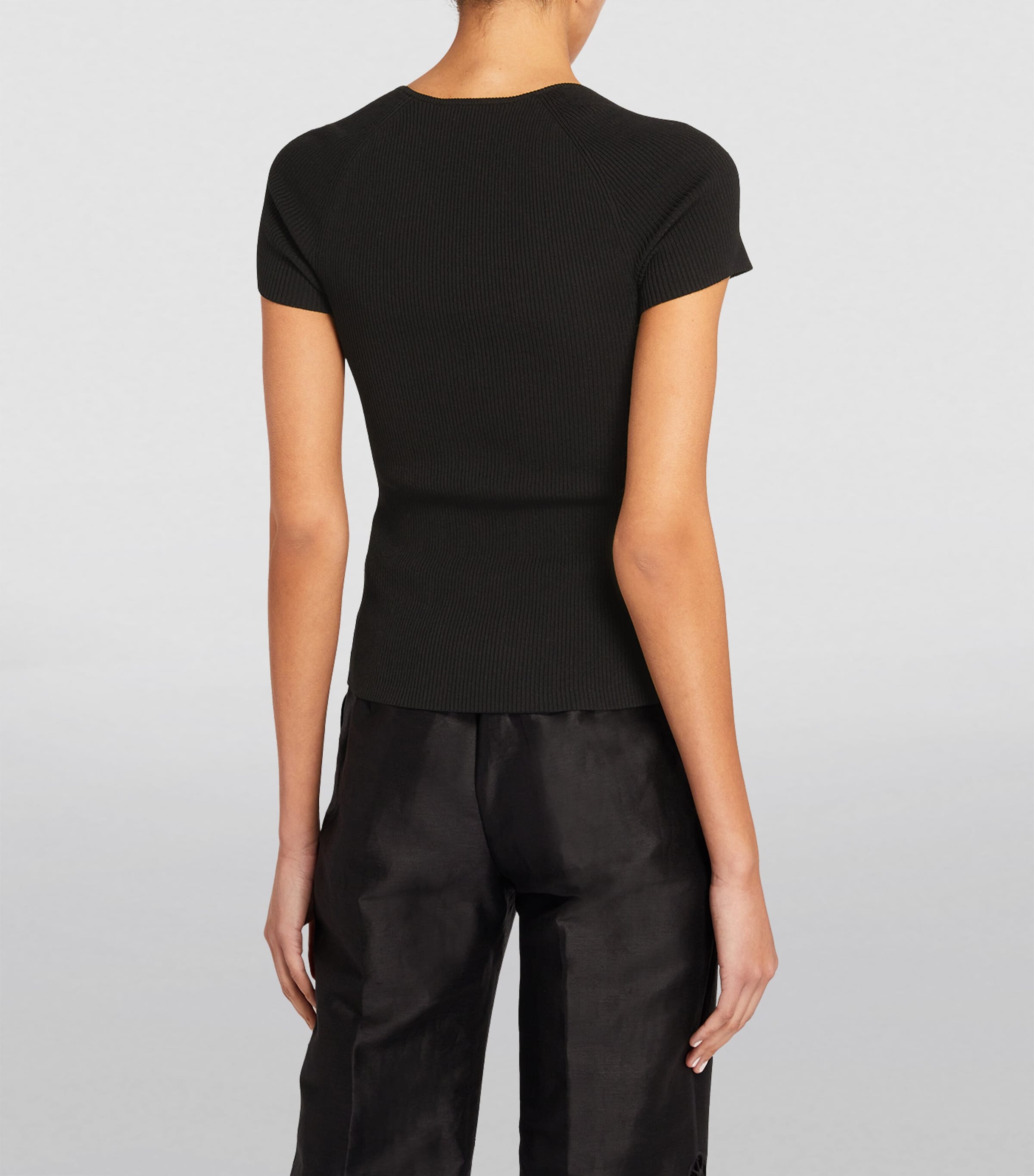 Short-Sleeve Ribbed Top BLACK Image 4