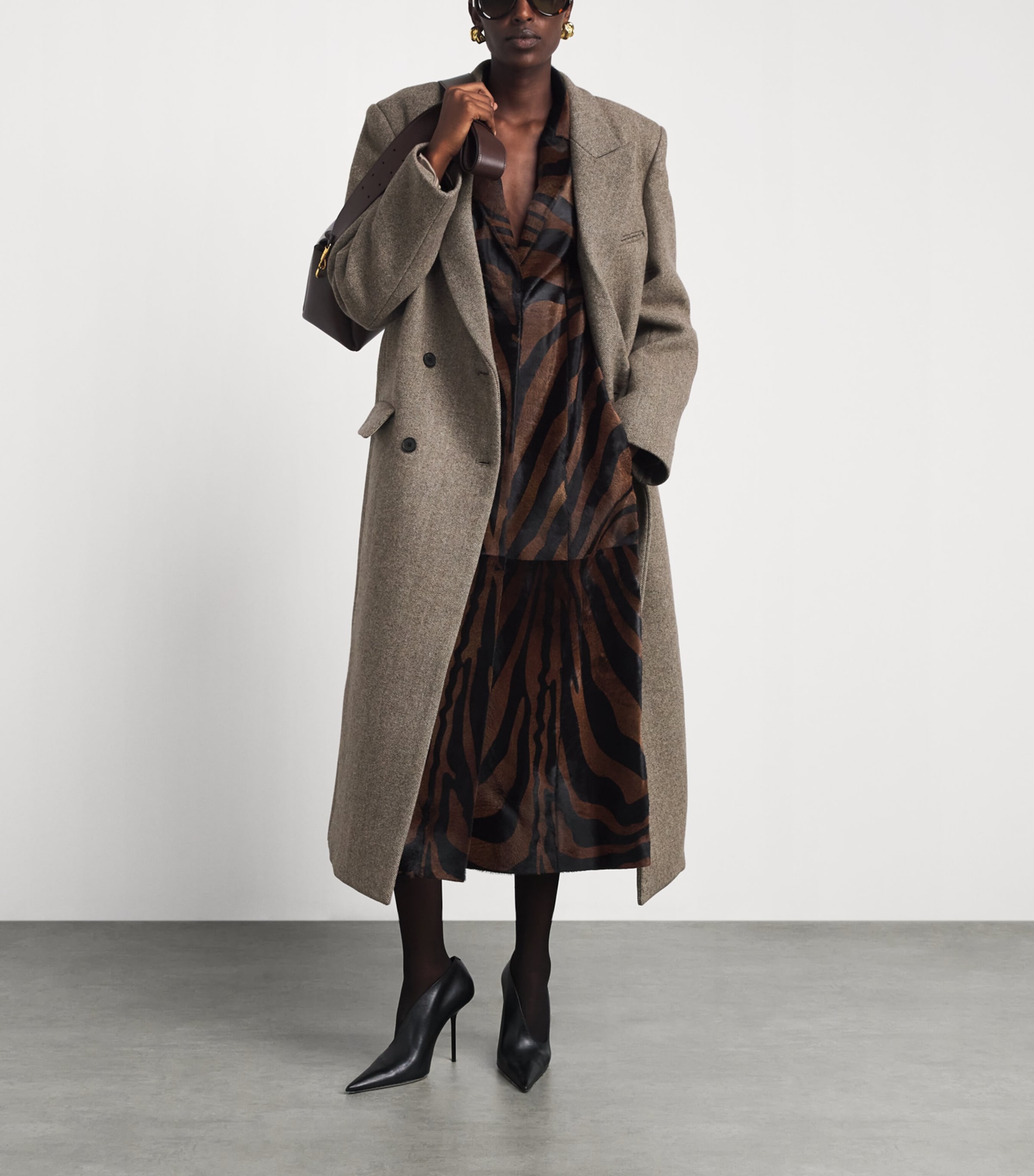 Source Unknown Womens Wool Double-Breasted Reyna Long Coat Beige Image 2