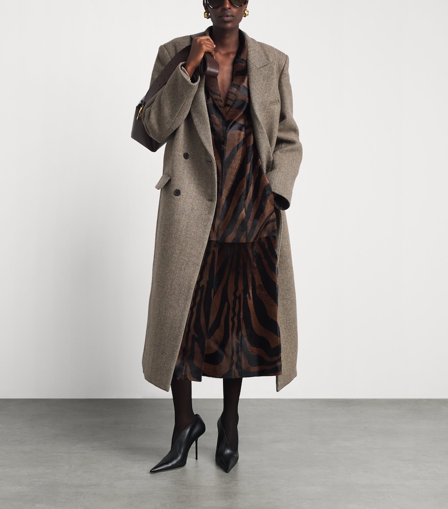 Source Unknown Womens Wool Double-Breasted Reyna Long Coat Beige Image 2