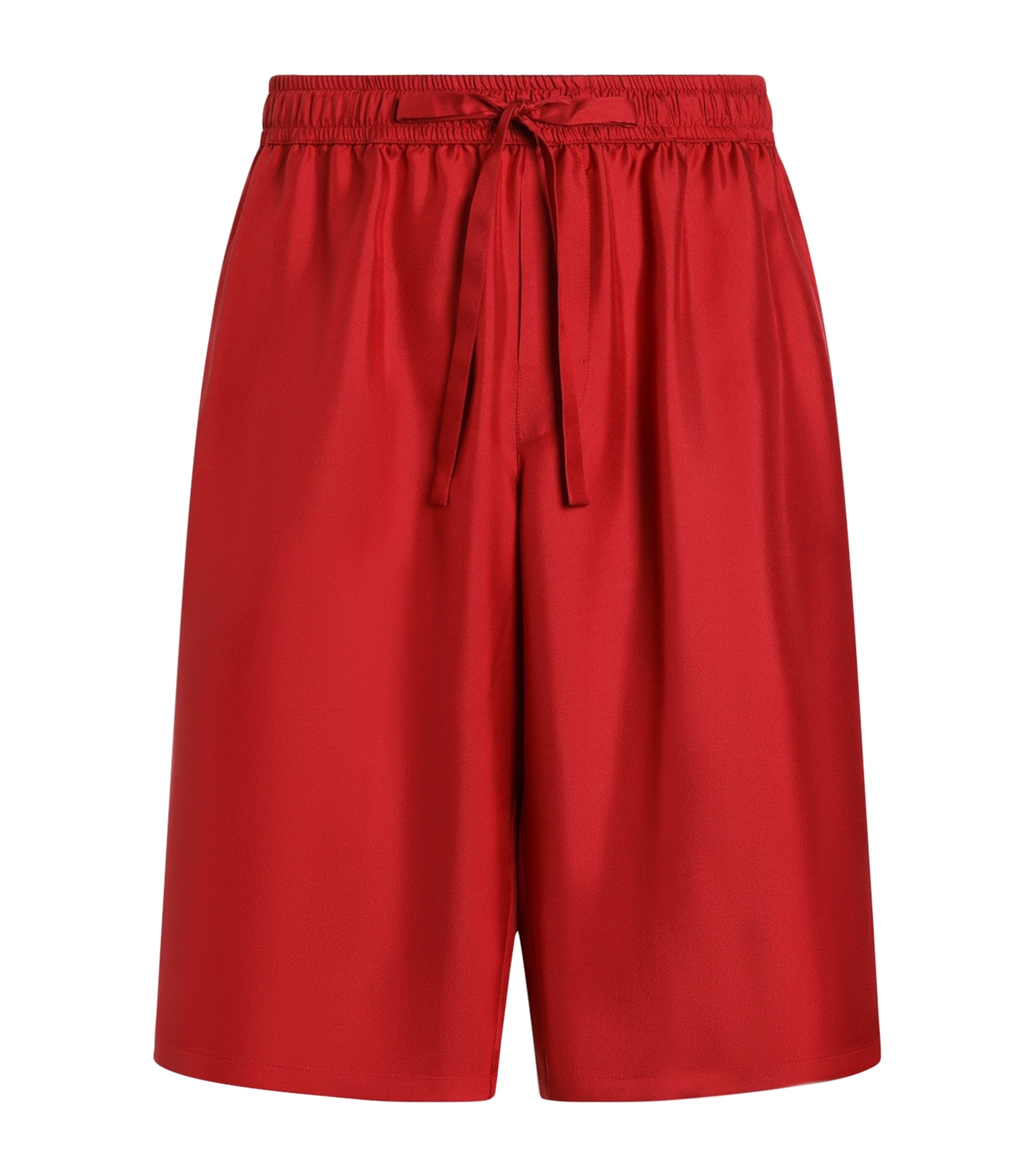 Dolce&Gabbana Mens Silk Shorts Dark Red Image 1