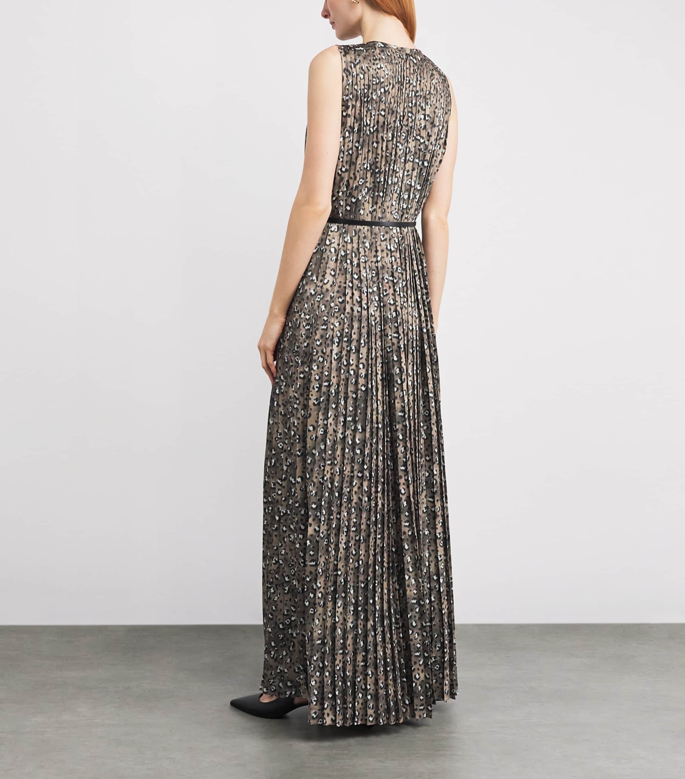 Lafayette 148 Womens Leopard Print Belted Maxi Dress Brownstone Multi Image 3