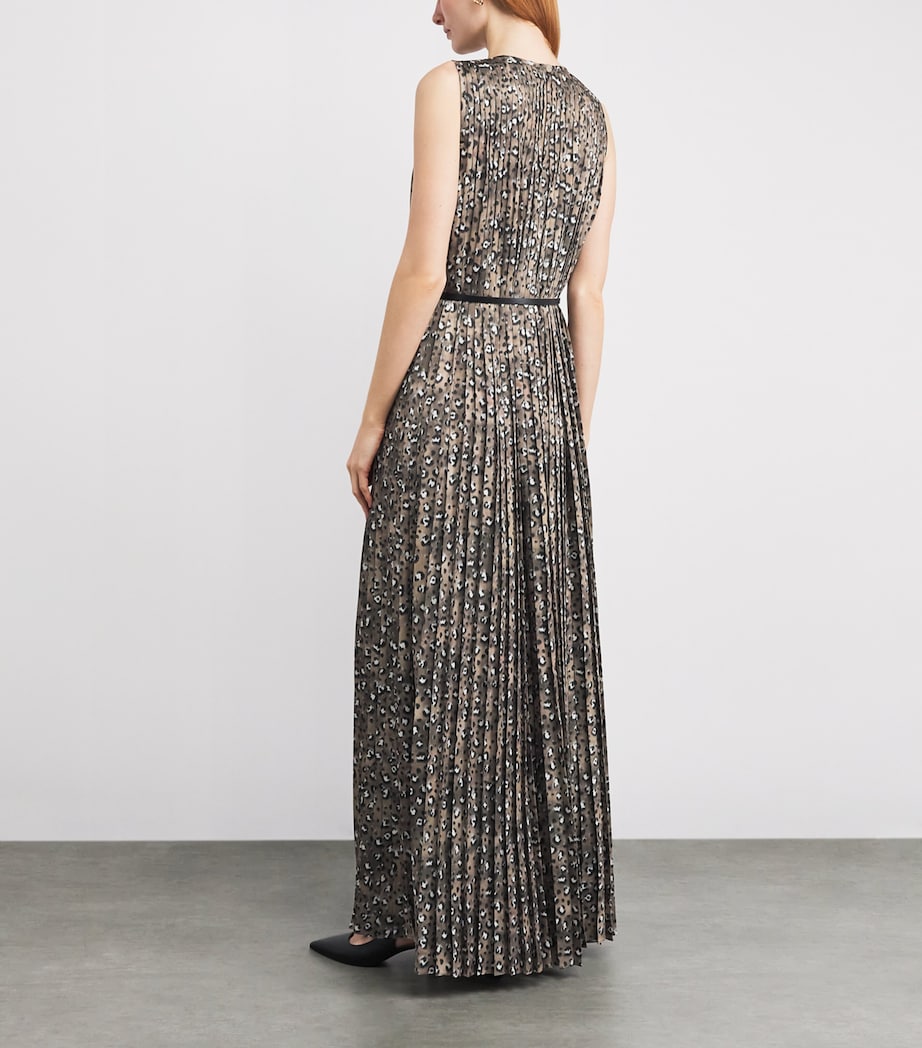 Lafayette 148 Womens Leopard Print Belted Maxi Dress Brownstone Multi Image 3
