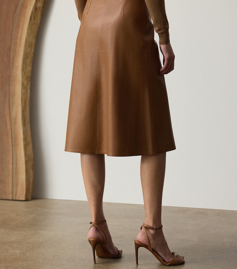 Lambskin A-Line Midi Skirt LIGHT TOFFEE Image 3