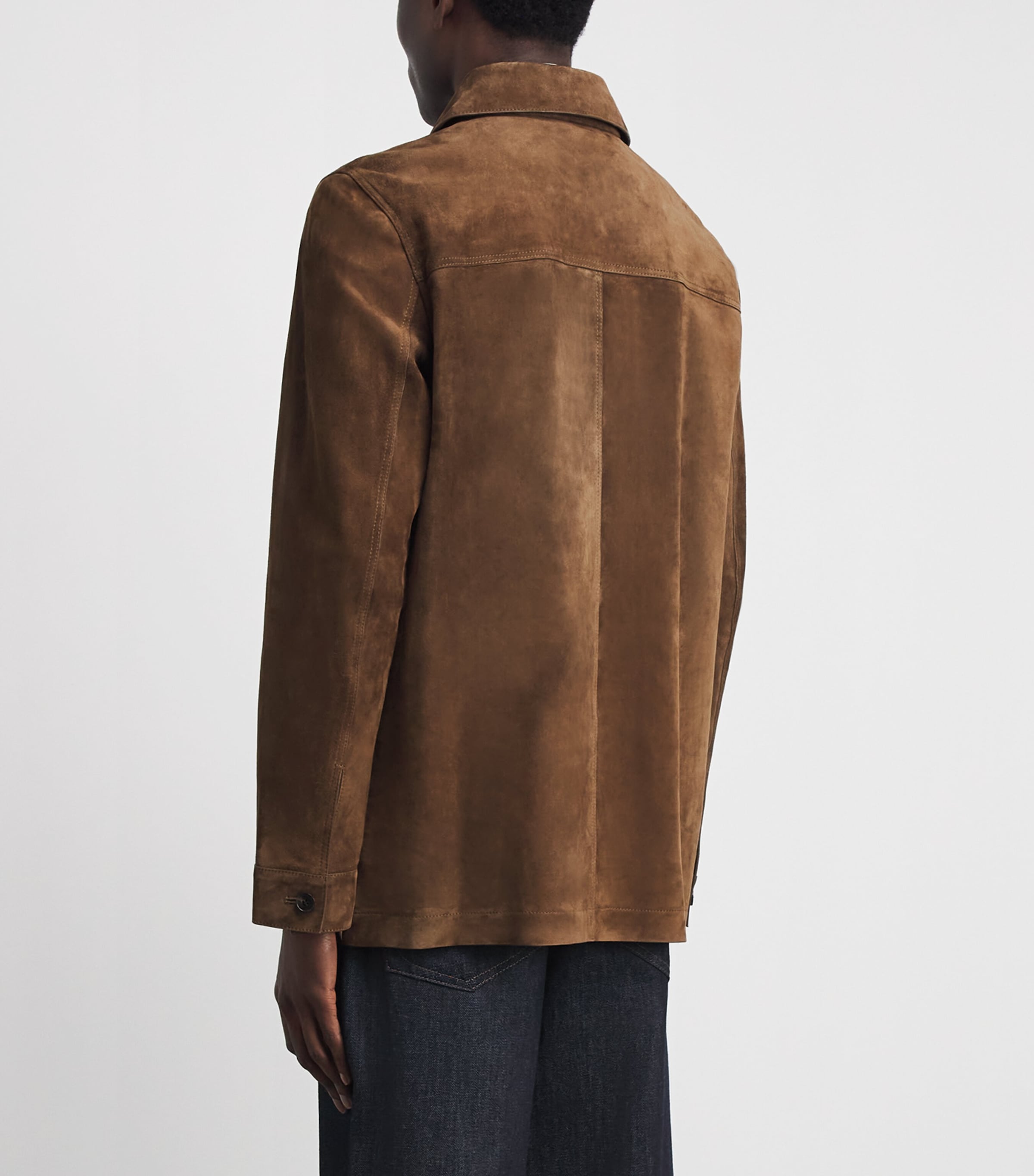 Yves Salomon Mens Suede Overshirt Brandy Image 5