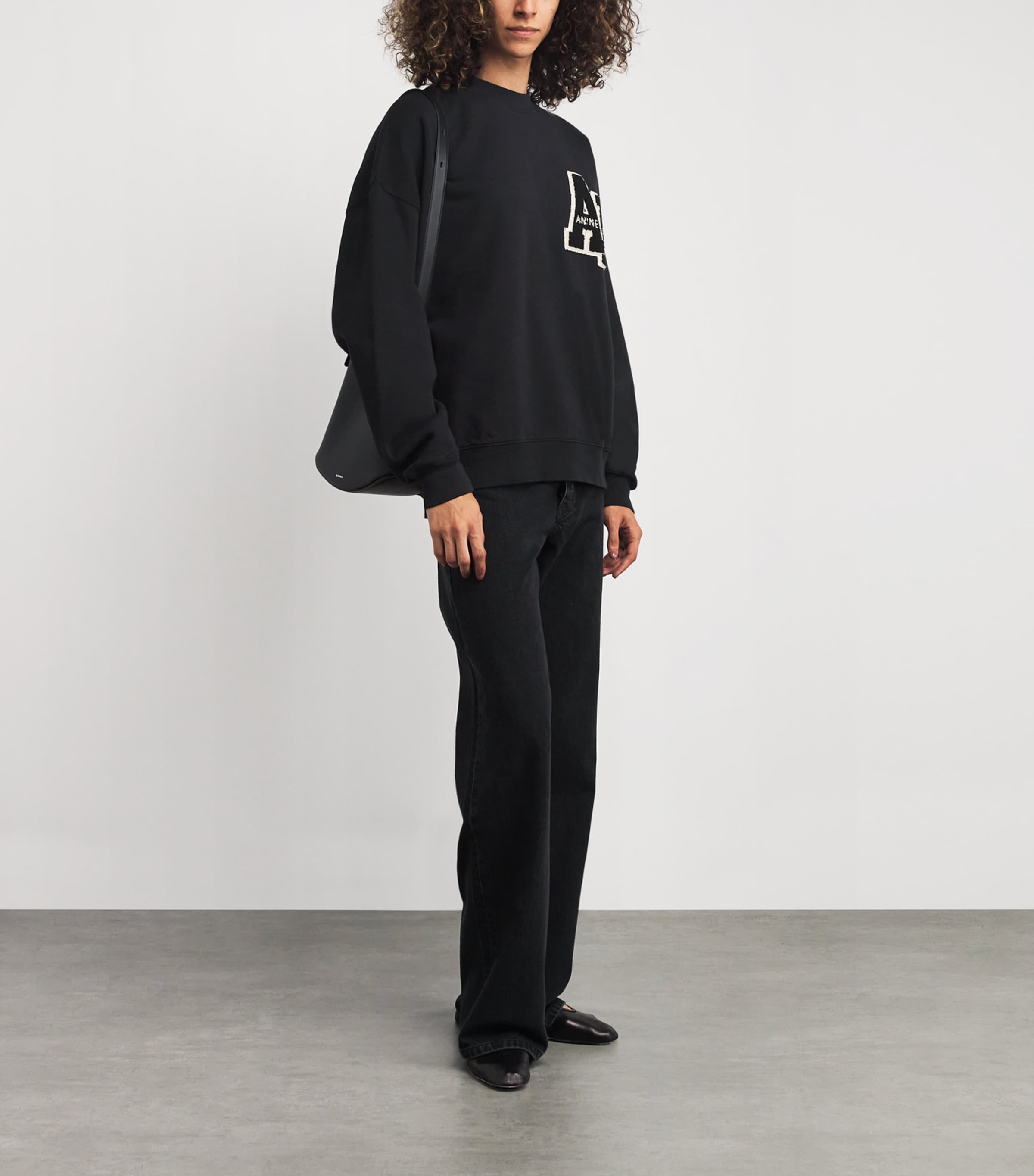 Oversized Cotton Logo Sweatshirt BLACK Image 2