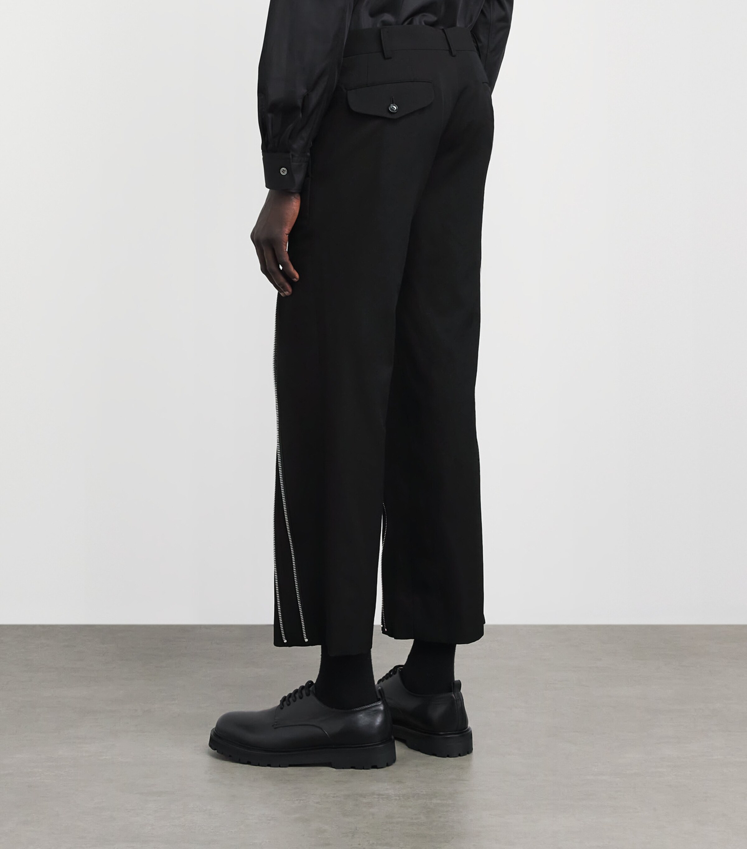 Comme Des Garçons Homme Plus Black Wool Zip-Detail Trousers