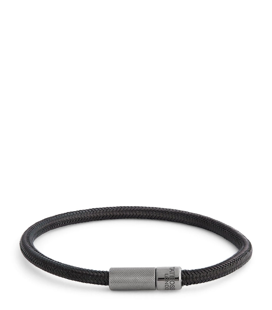 Leather Single-Wrap Braided Bracelet BLACK Image 1