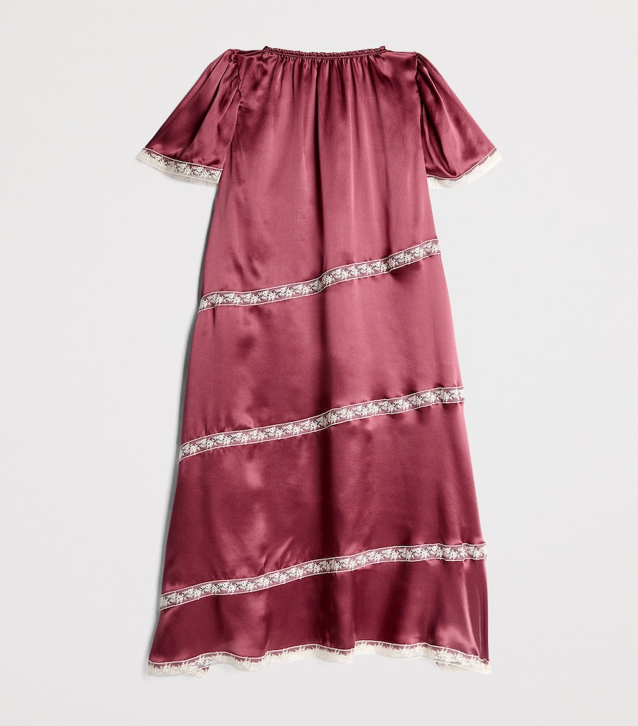 Silk Lace-Trim Catherine Nightdress (2-12 Years) BURGUNDY Image 2