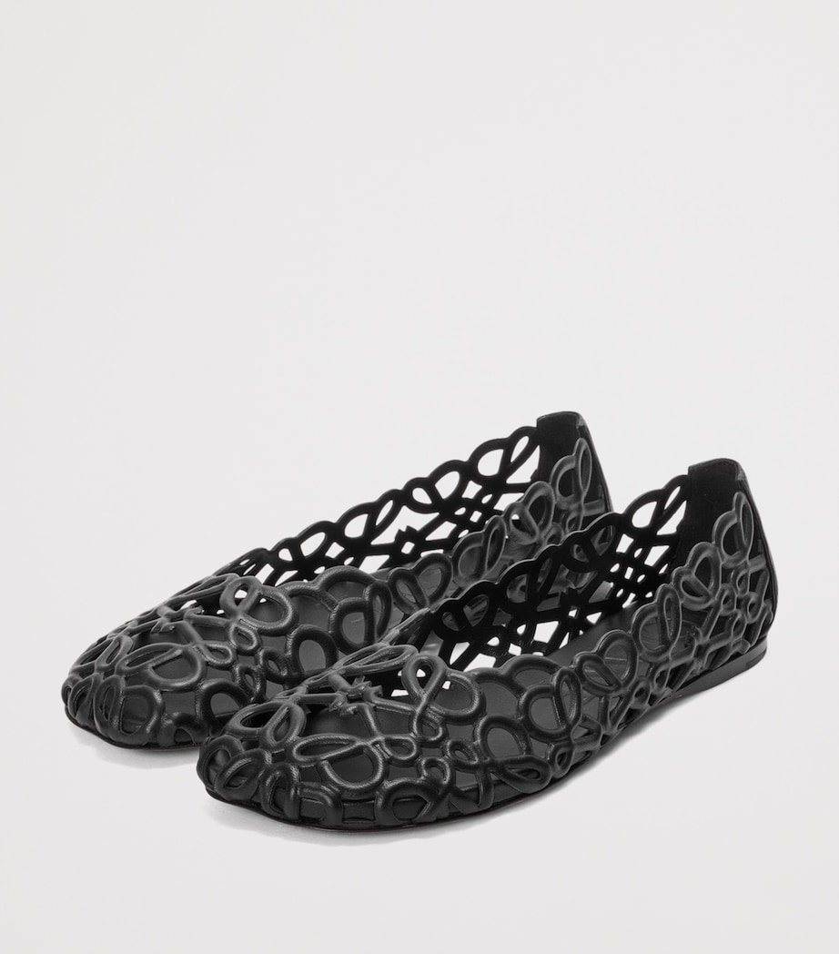 LOEWE Leather Petal Anagram Ballet Flats Black Image 2