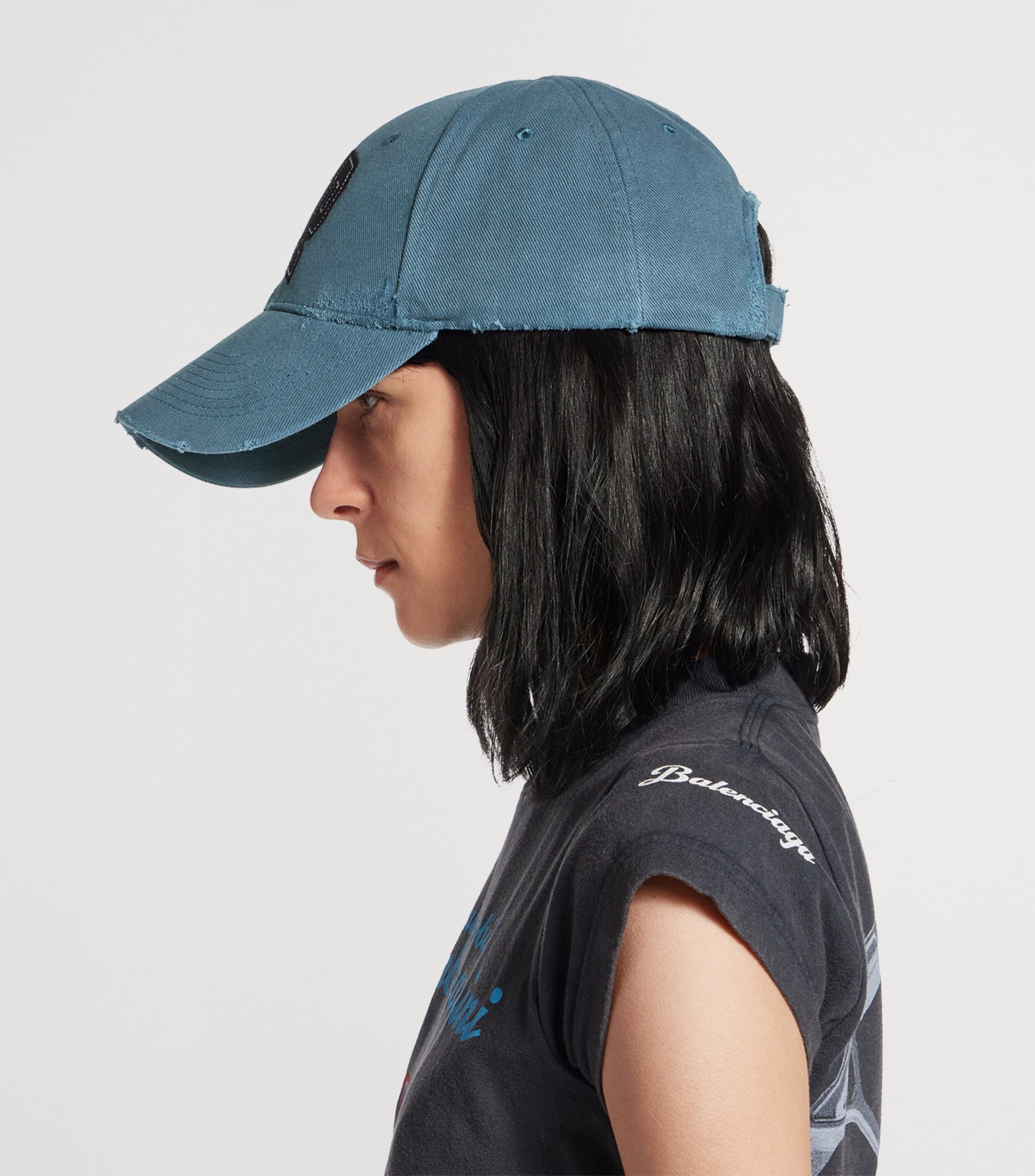 Balenciaga Blue Distressed VIP Cap | Harrods US