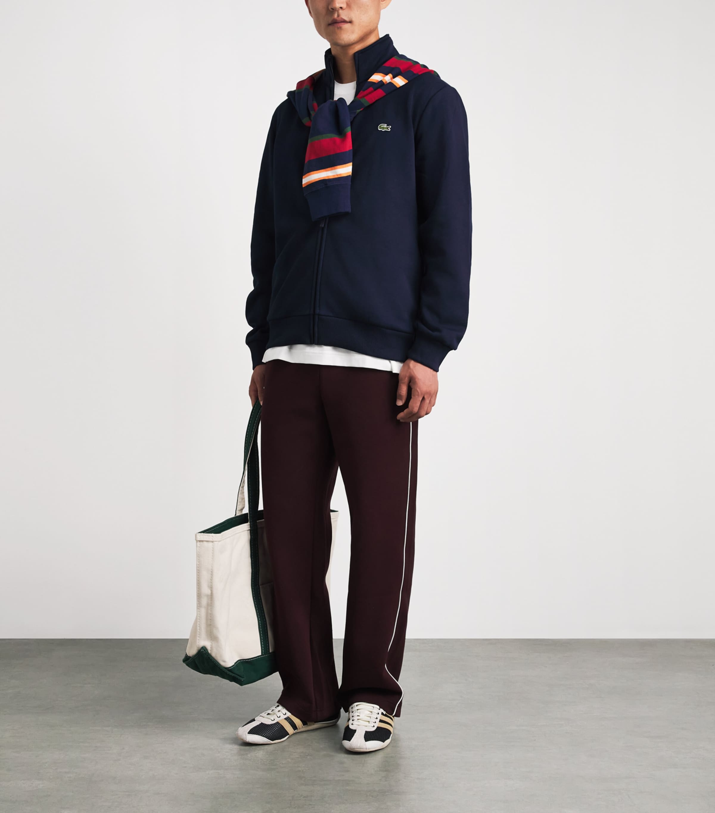 Lacoste Mens Fleece Zip-Up Sweatshirt Navy Blue Image 2