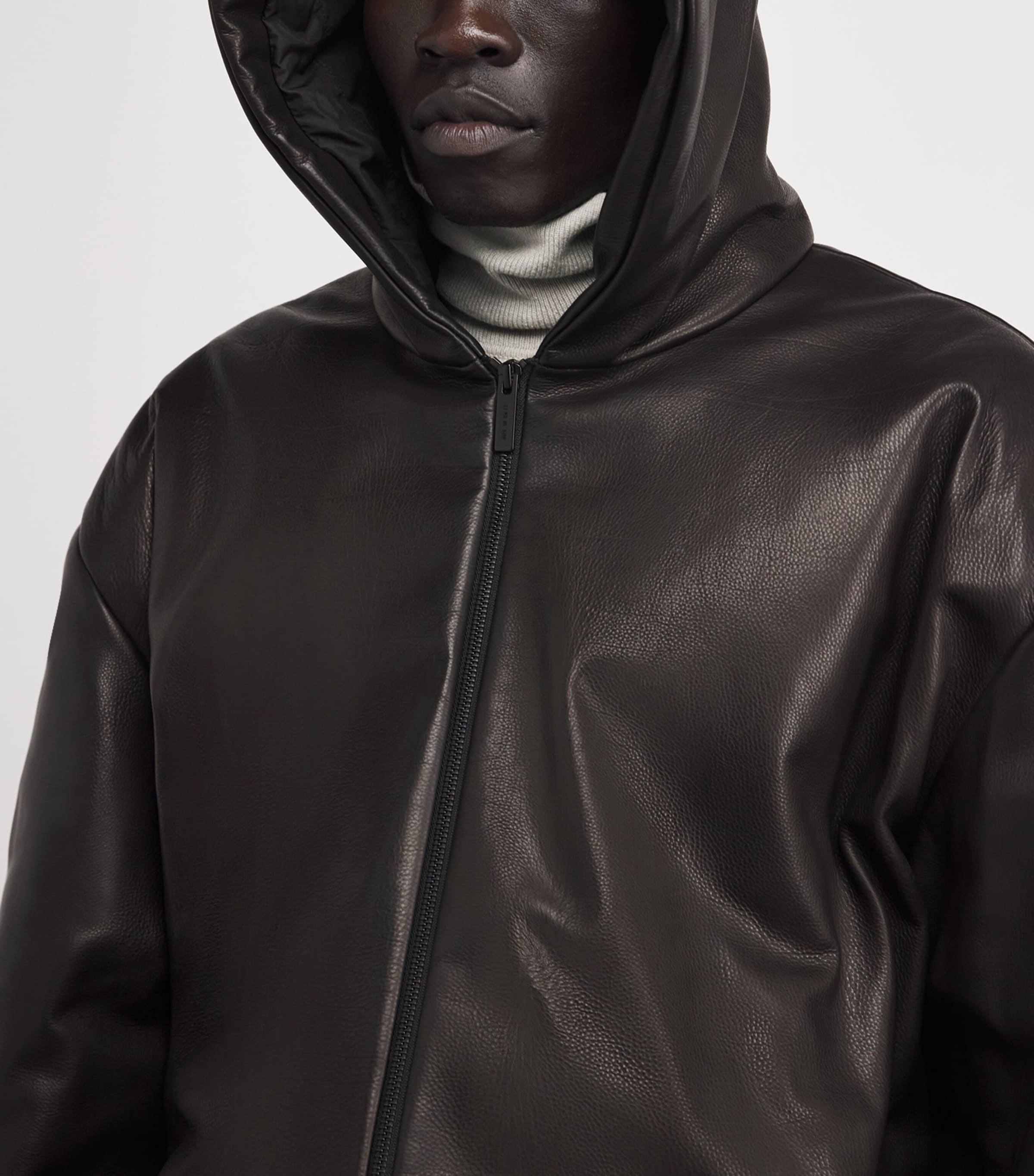 Fear Of God Black Leather Padded Bomber Jacket | Harrods US