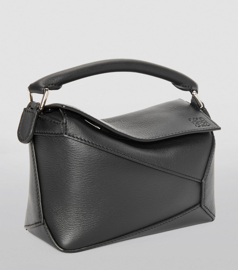 Mini Leather Puzzle Edge Top-Handle Bag BLACK Image 4