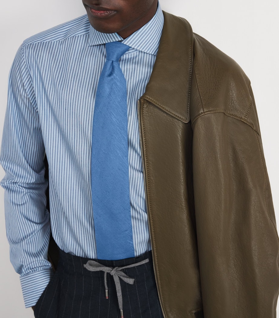 Silk-Linen-Cotton Tie BLUE Image 2