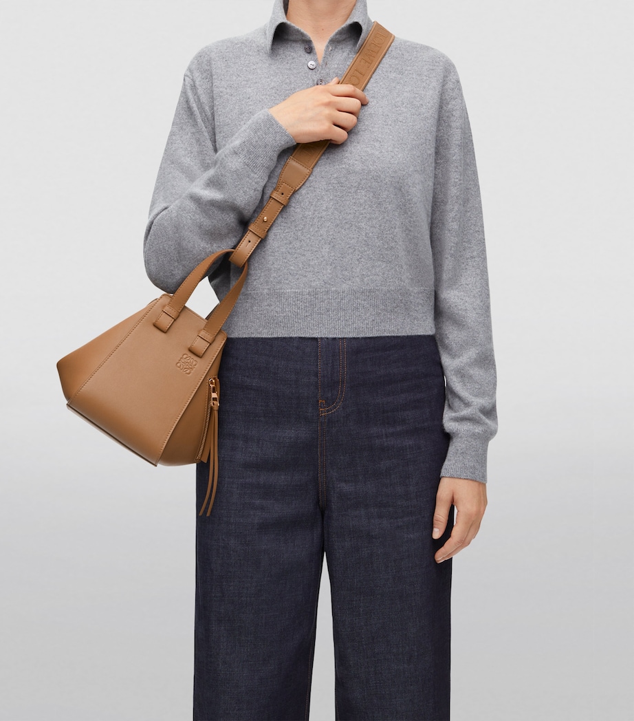 Leather Compact Hammock Top-Handle Bag OAK Image 8