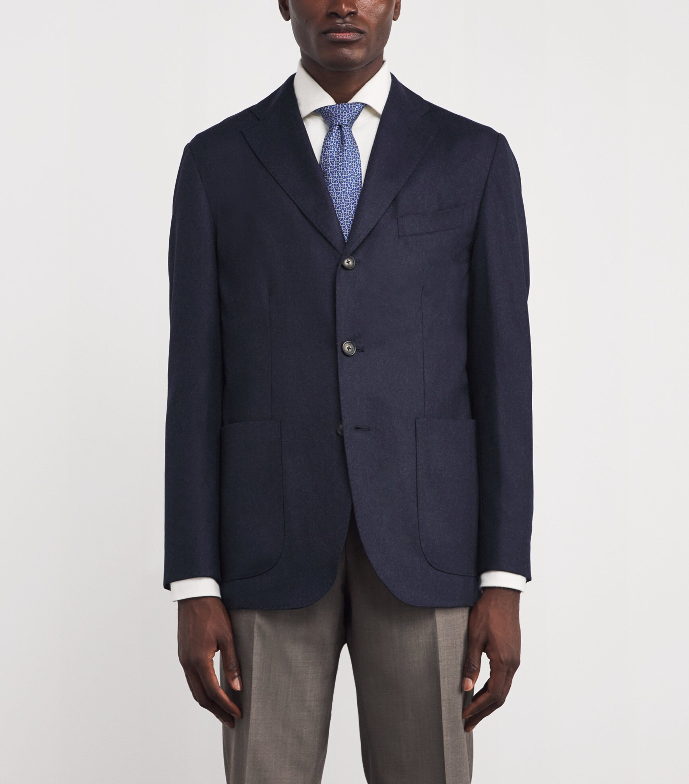 Eton Mens Wool Flannel Soft Blazer Navy Blue Image 3