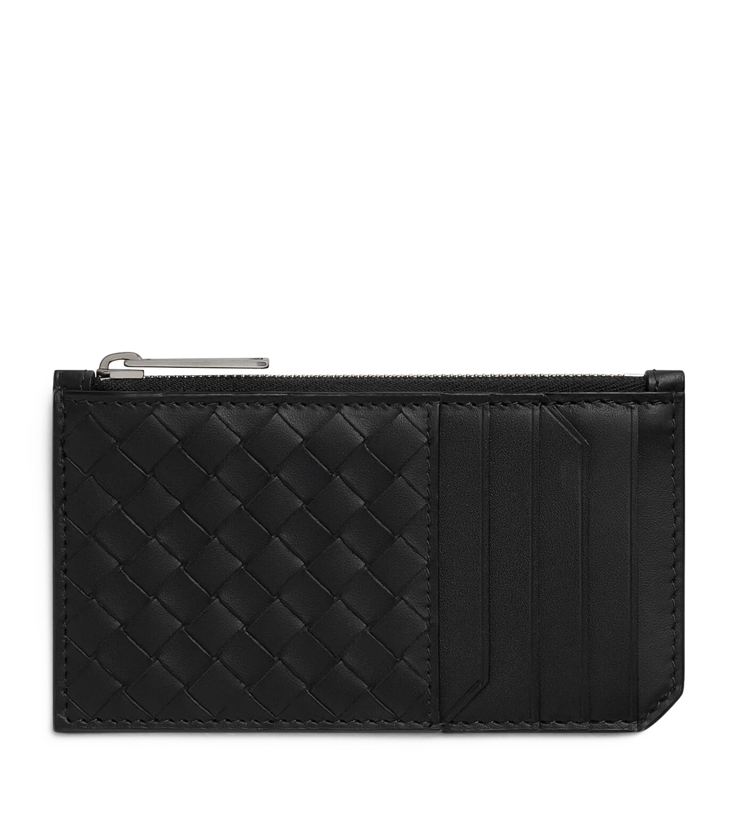 Bottega Veneta Intrecciato Piccolo Card Holder In Grey