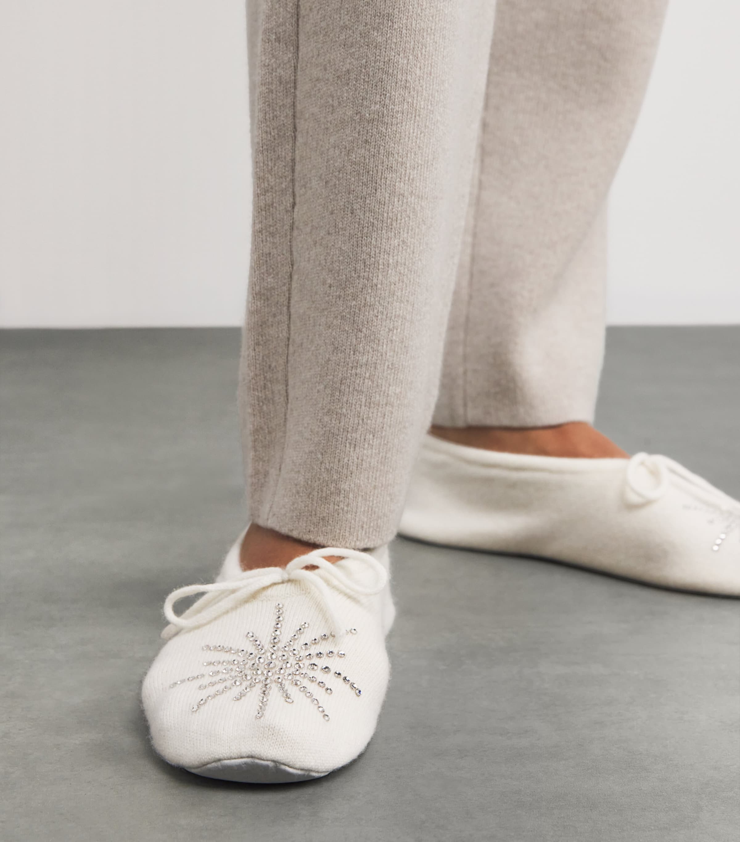 Cashmere Embellished Dolly Slippers WINTER WHITE/SI Image 2