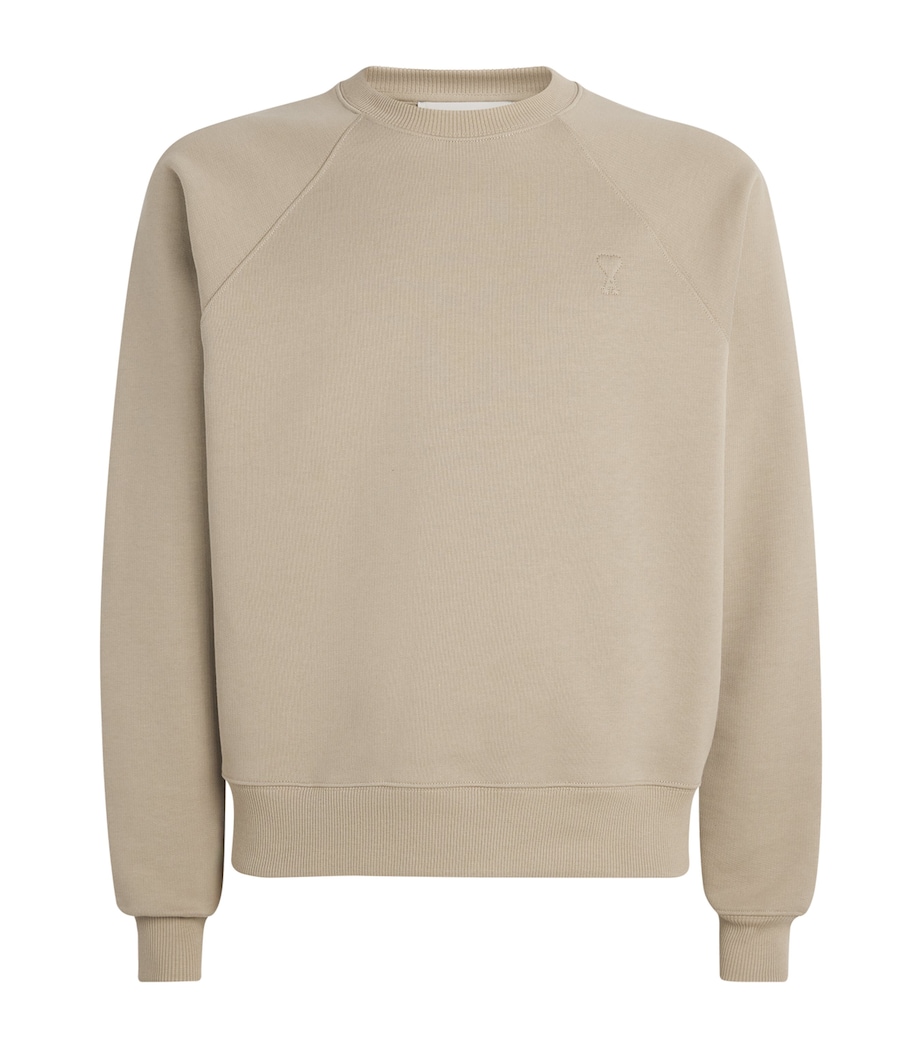 AMI Paris Mens Cotton Ami de Coeur Sweatshirt Beige Taupe Image 1