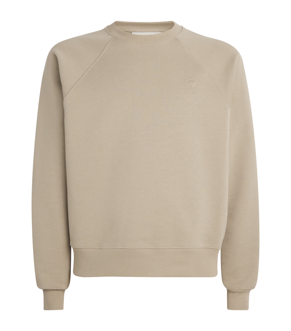AMI Paris Cotton Ami de Coeur Sweatshirt Beige Taupe