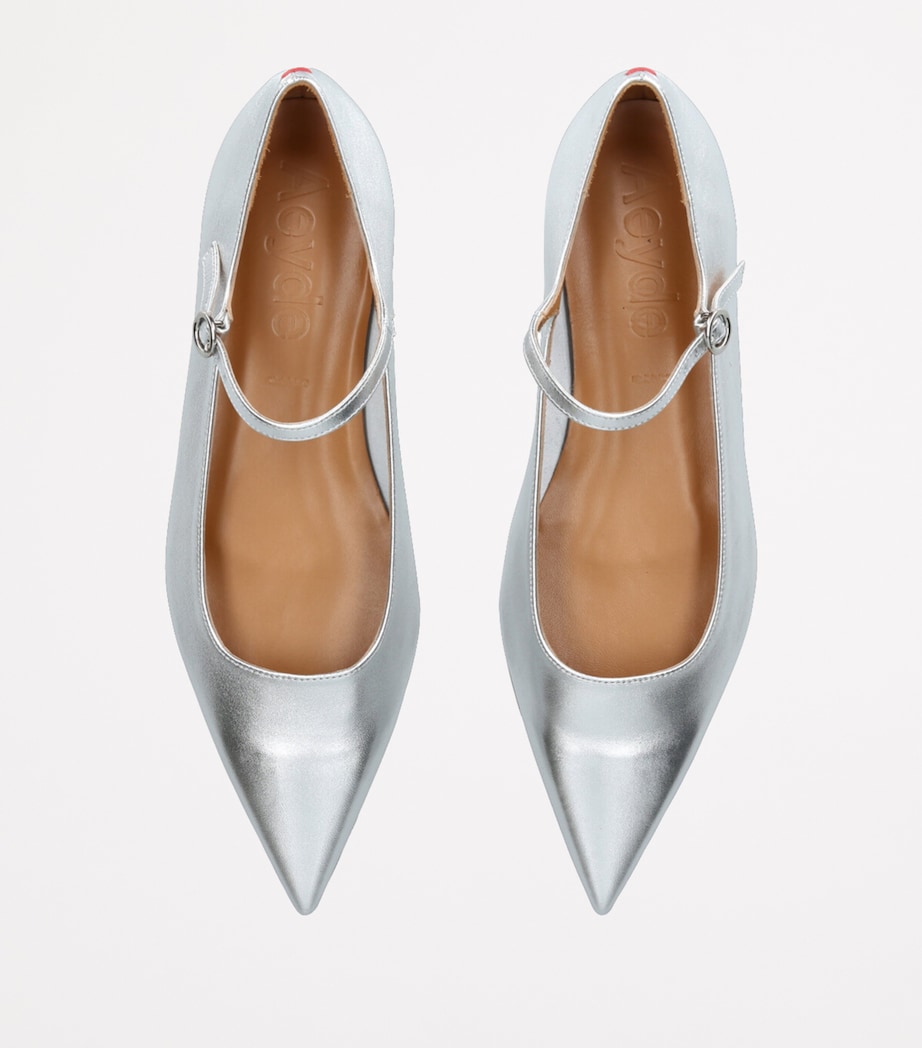 Leather Cleo Mary Jane Flats SILVER Image 6
