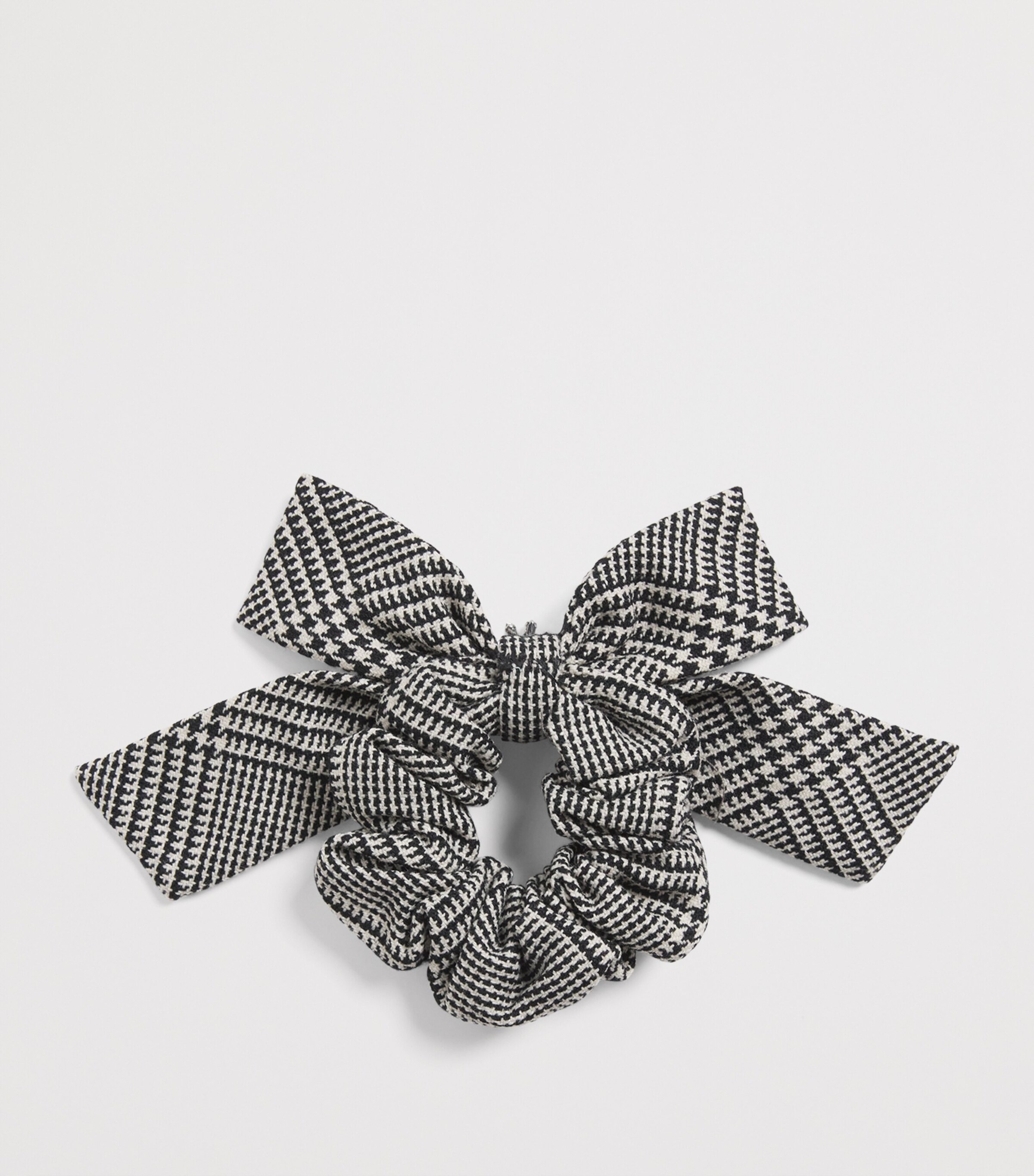 Wool-Blend Check Hair Bow BLACK / WHITE Image 2