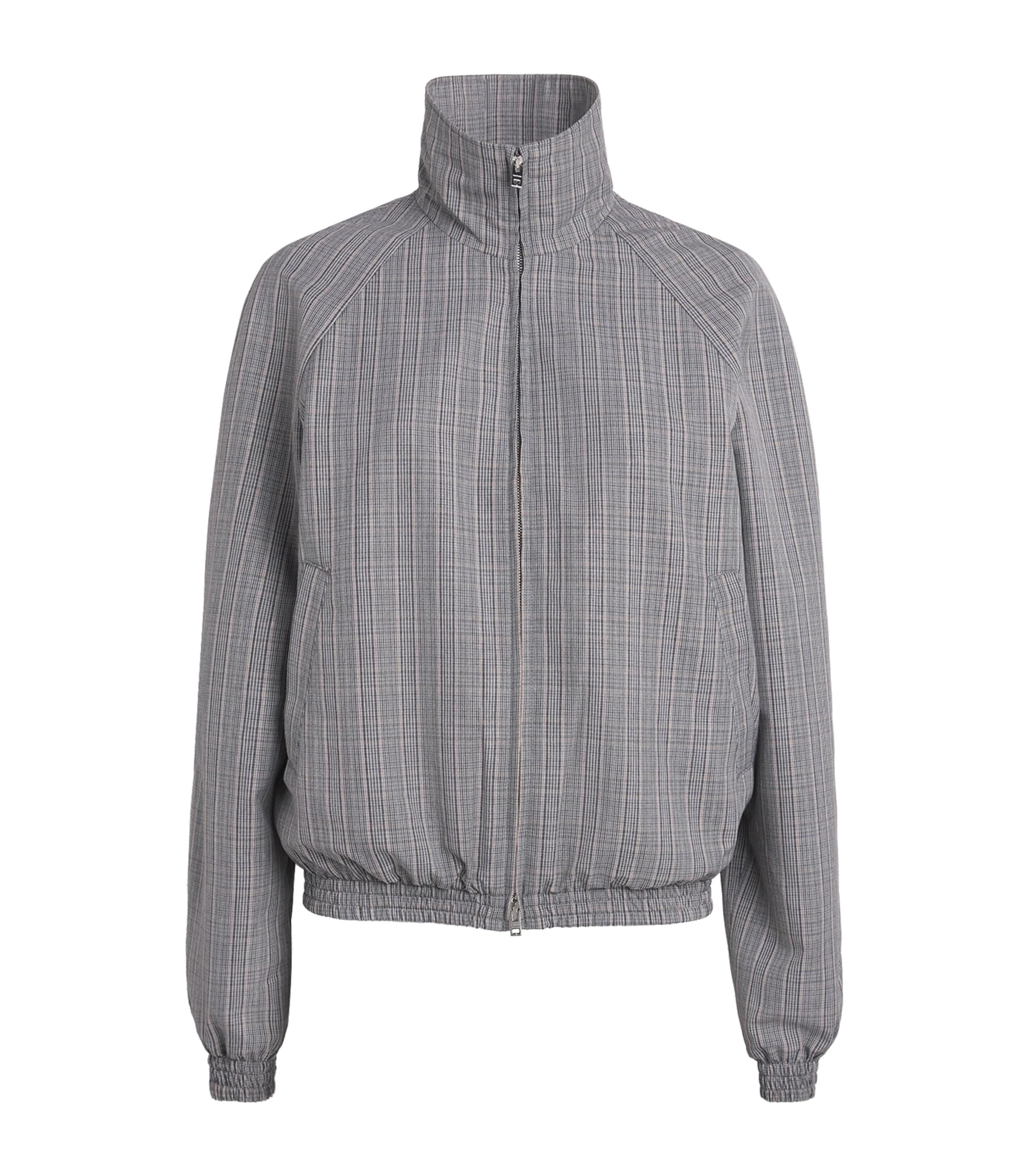 Acne Studios Womens Check Tailored Bomber Jacket Multi Grey Image 1