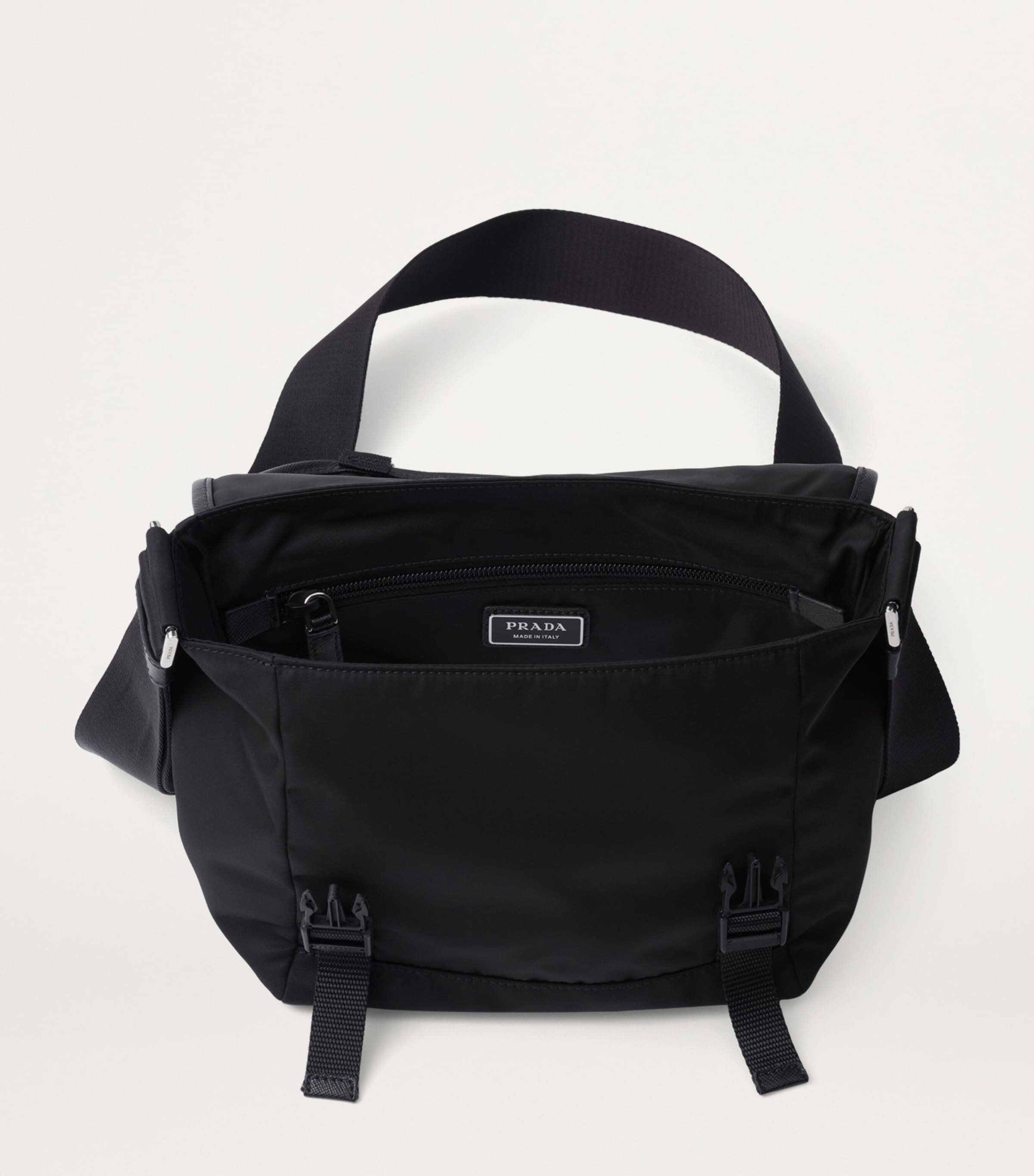 Prada Black Re-Nylon and Saffiano Leather Shoulder Bag