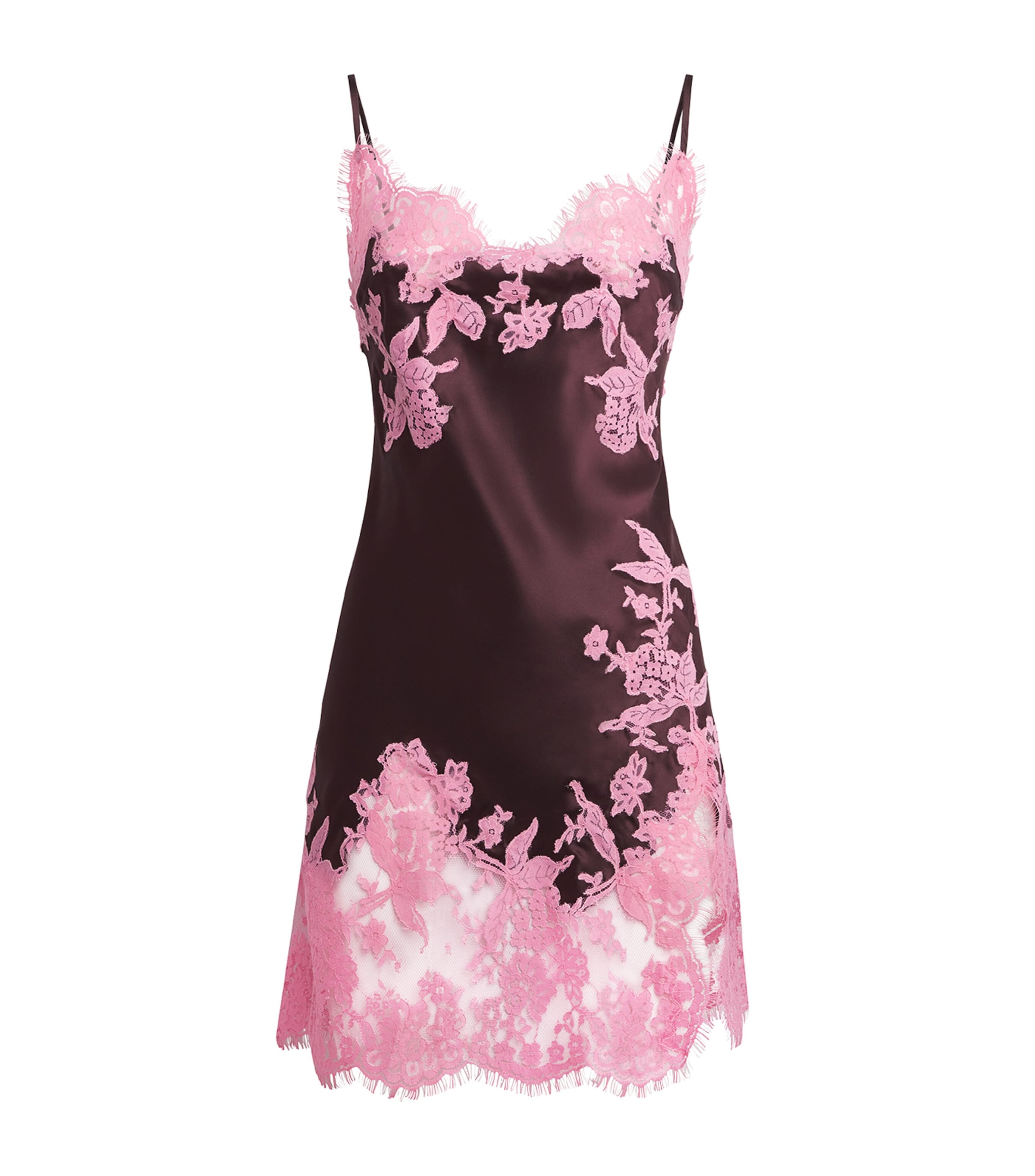 Marjolaine Womens Silk-Lace Mini Slip Dress Brun/blush Image 1