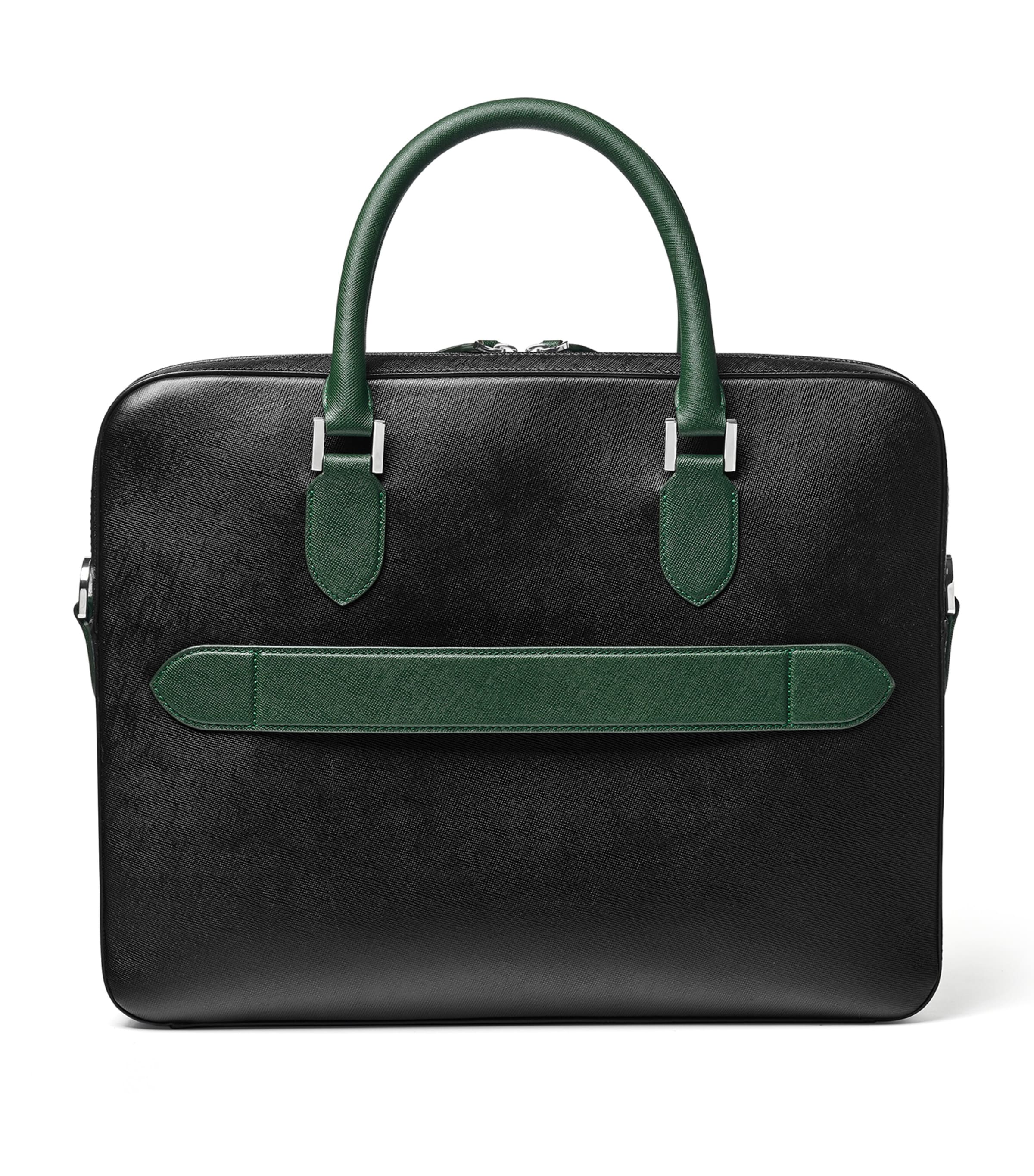 Slim Leather Shield Briefcase BLACK Image 2
