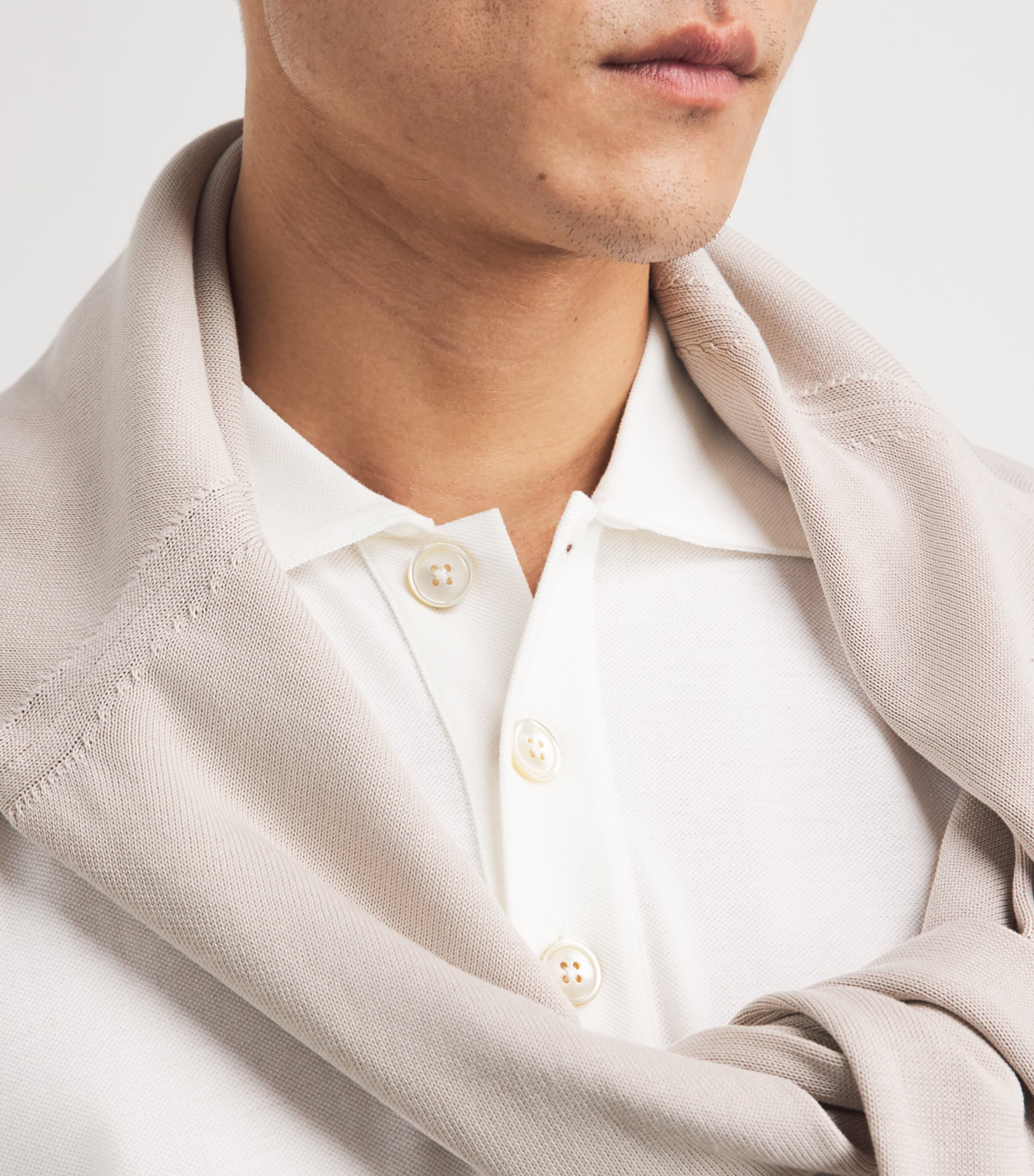 Eleventy Mens Cotton Polo Shirt Bianco Image 3
