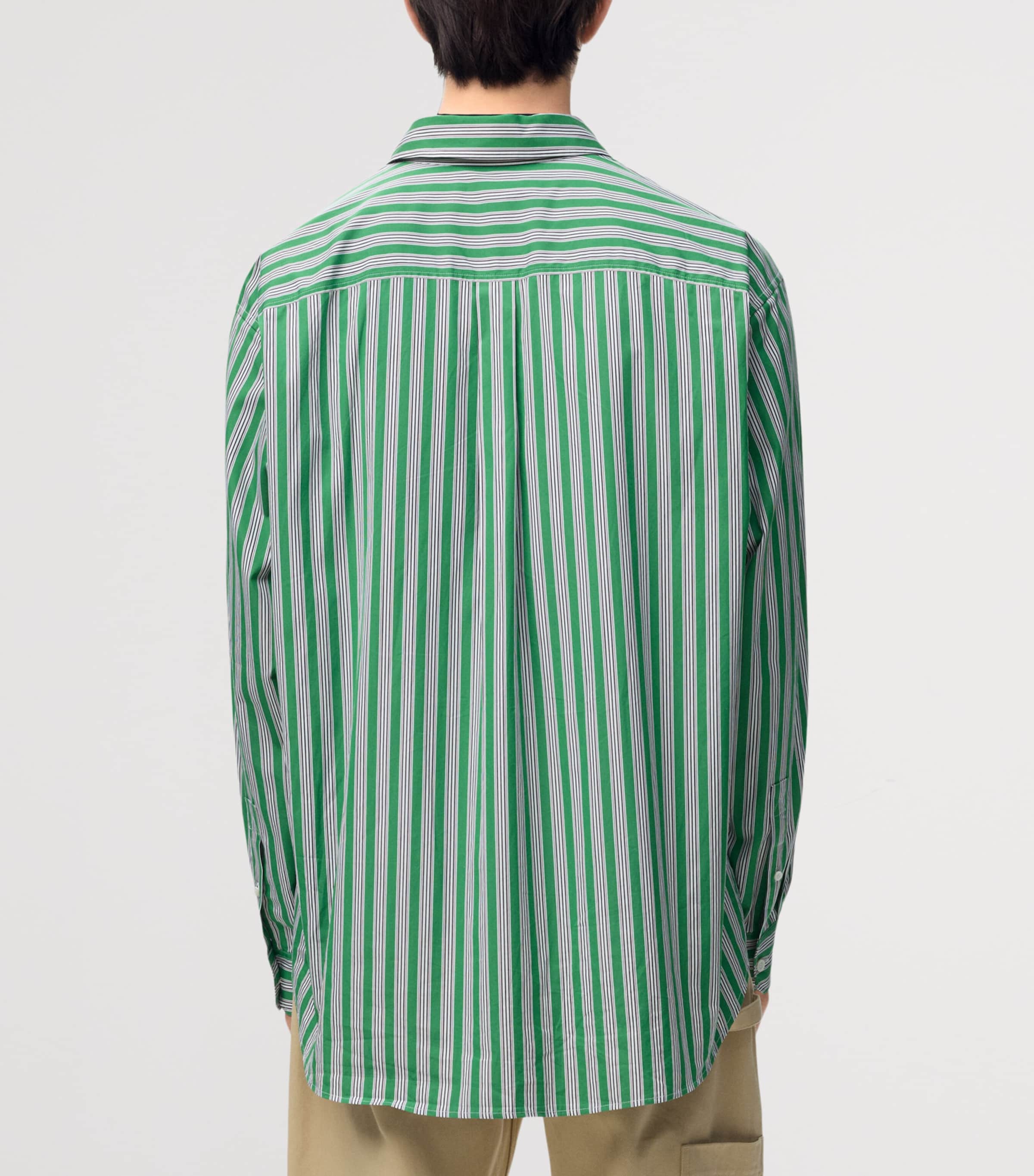 LOEWE Mens Stripe Anagram Shirt Green/white Image 4