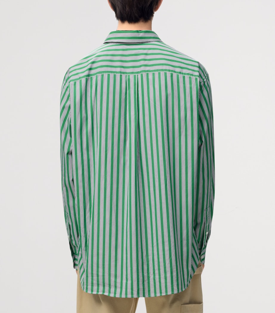 LOEWE Mens Stripe Anagram Shirt Green/white Image 4