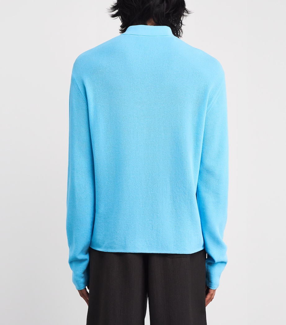 Cotton-Blend Tricot Polo Shirt 330-BLUE Image 4