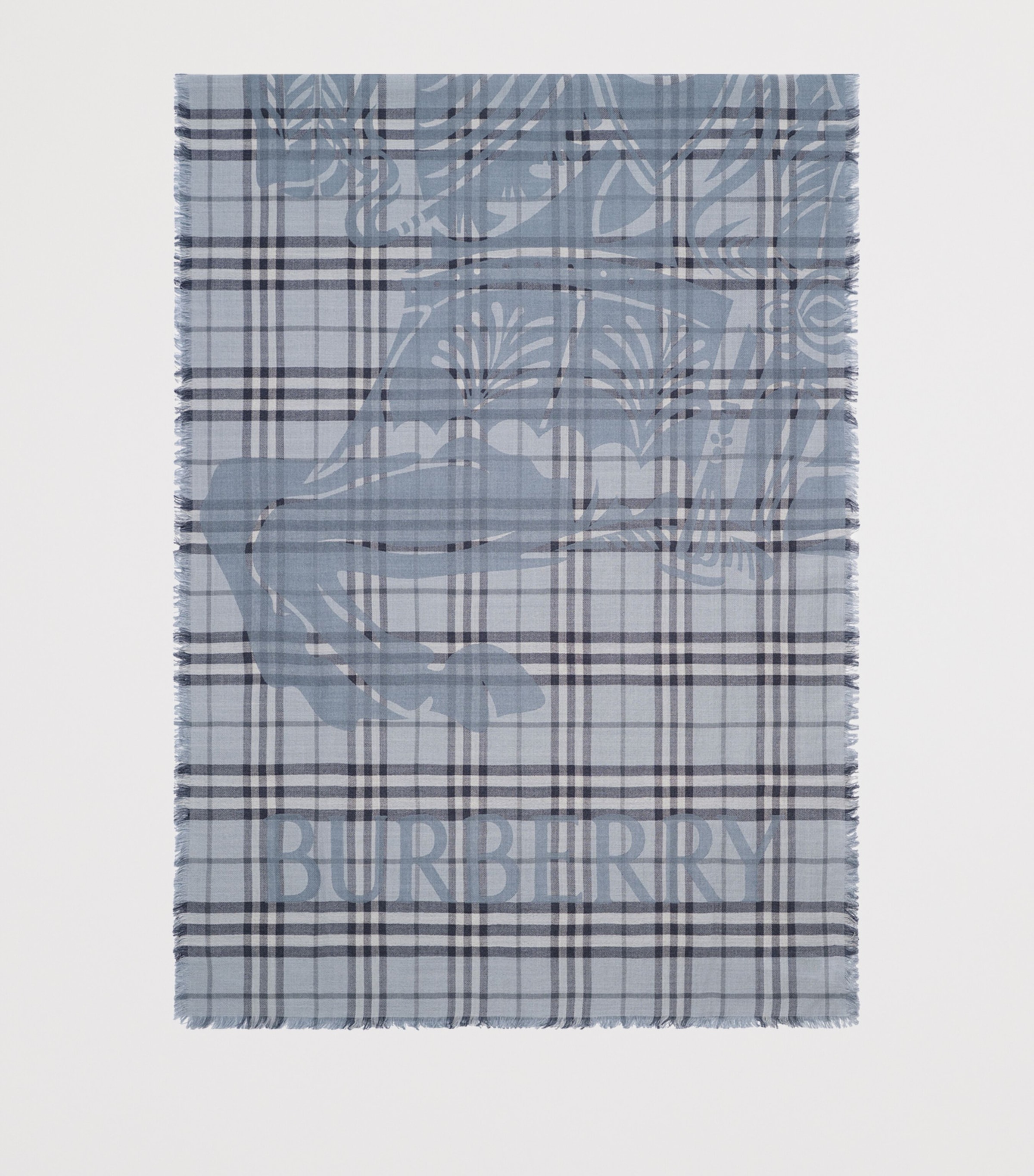 Burberry Wool-Silk Knight Check Scarf Bank Blue Image 3