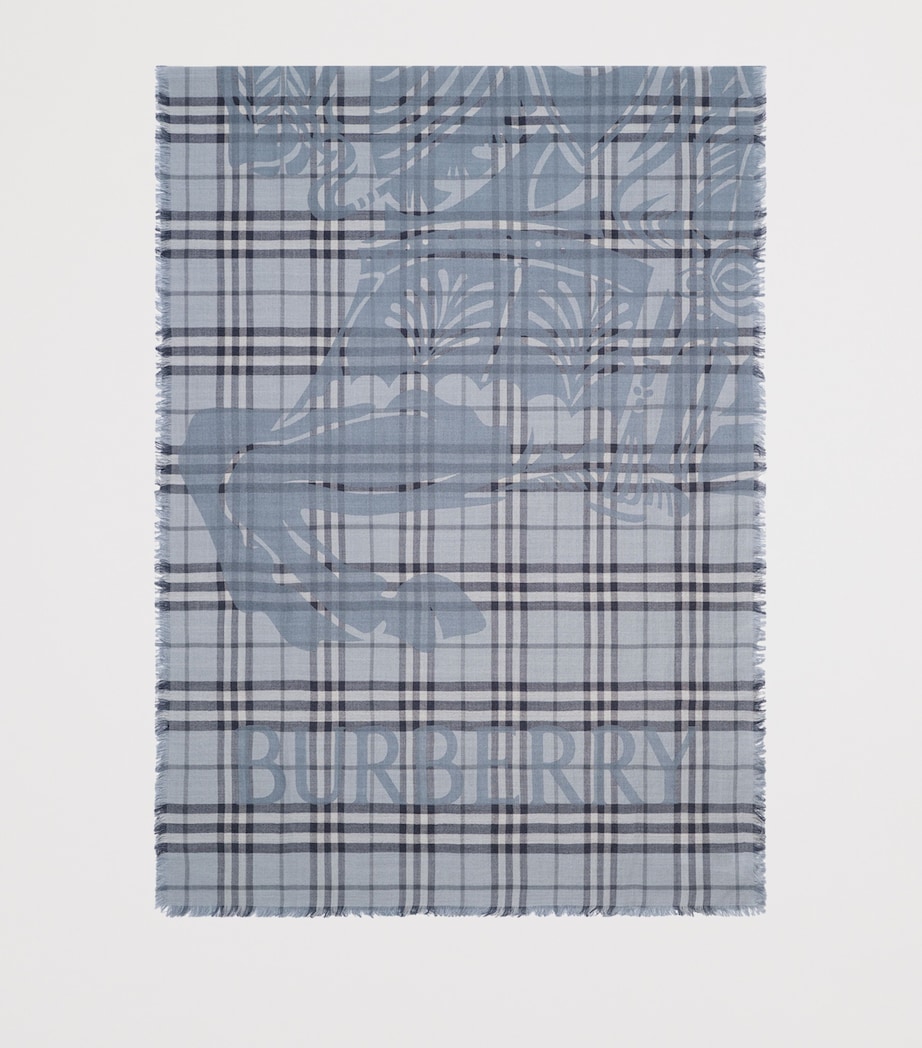 Burberry Wool-Silk Knight Check Scarf Bank Blue Image 3