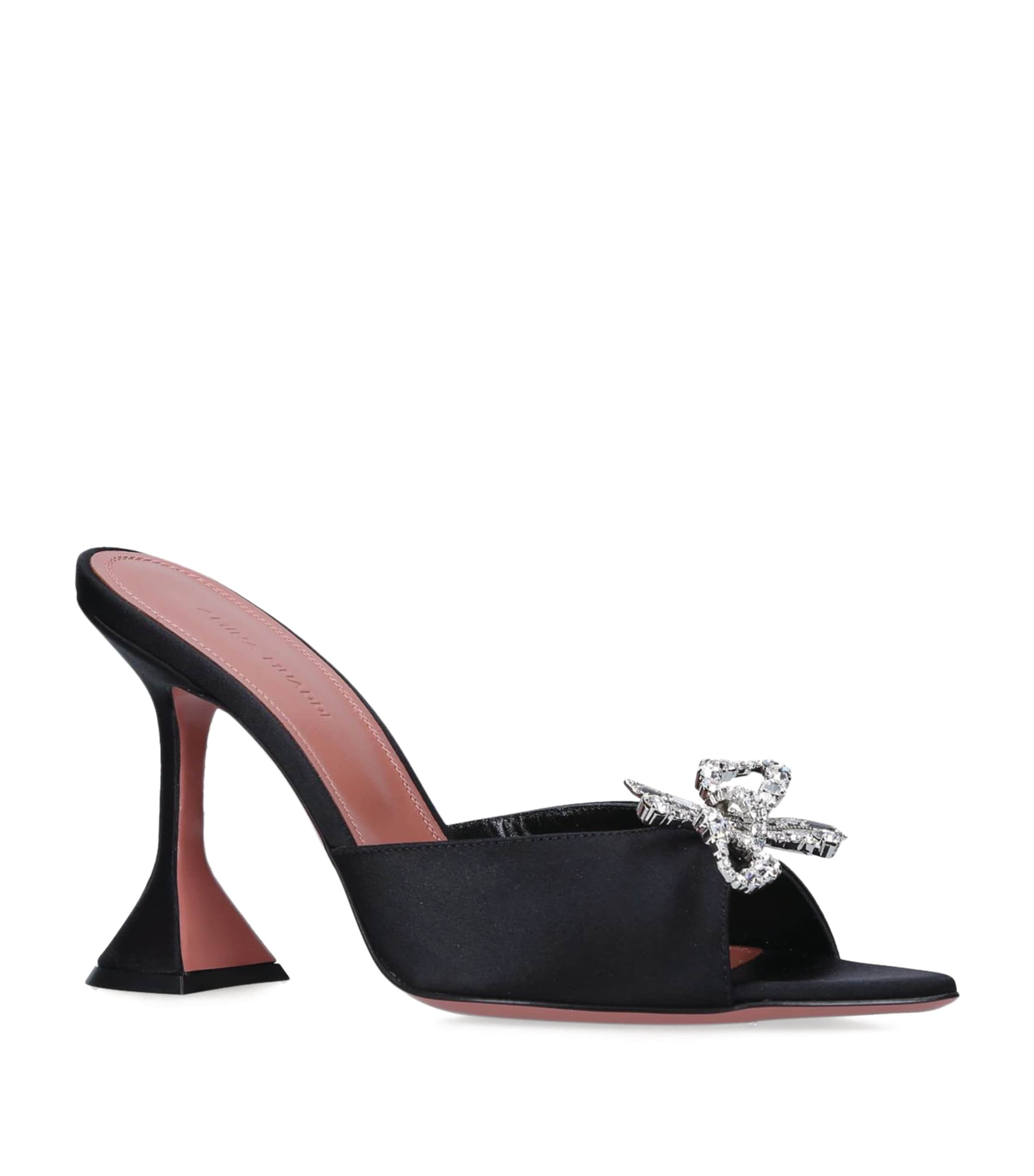 Amina Muaddi Satin Rosie Mules 95 Black Image 3