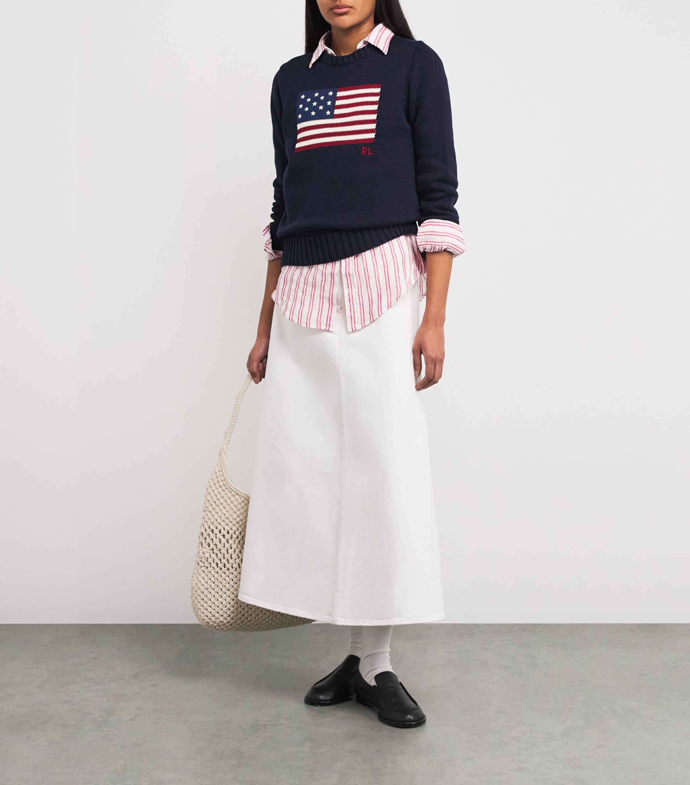 Cotton American Flag Sweater NAVY Image 2