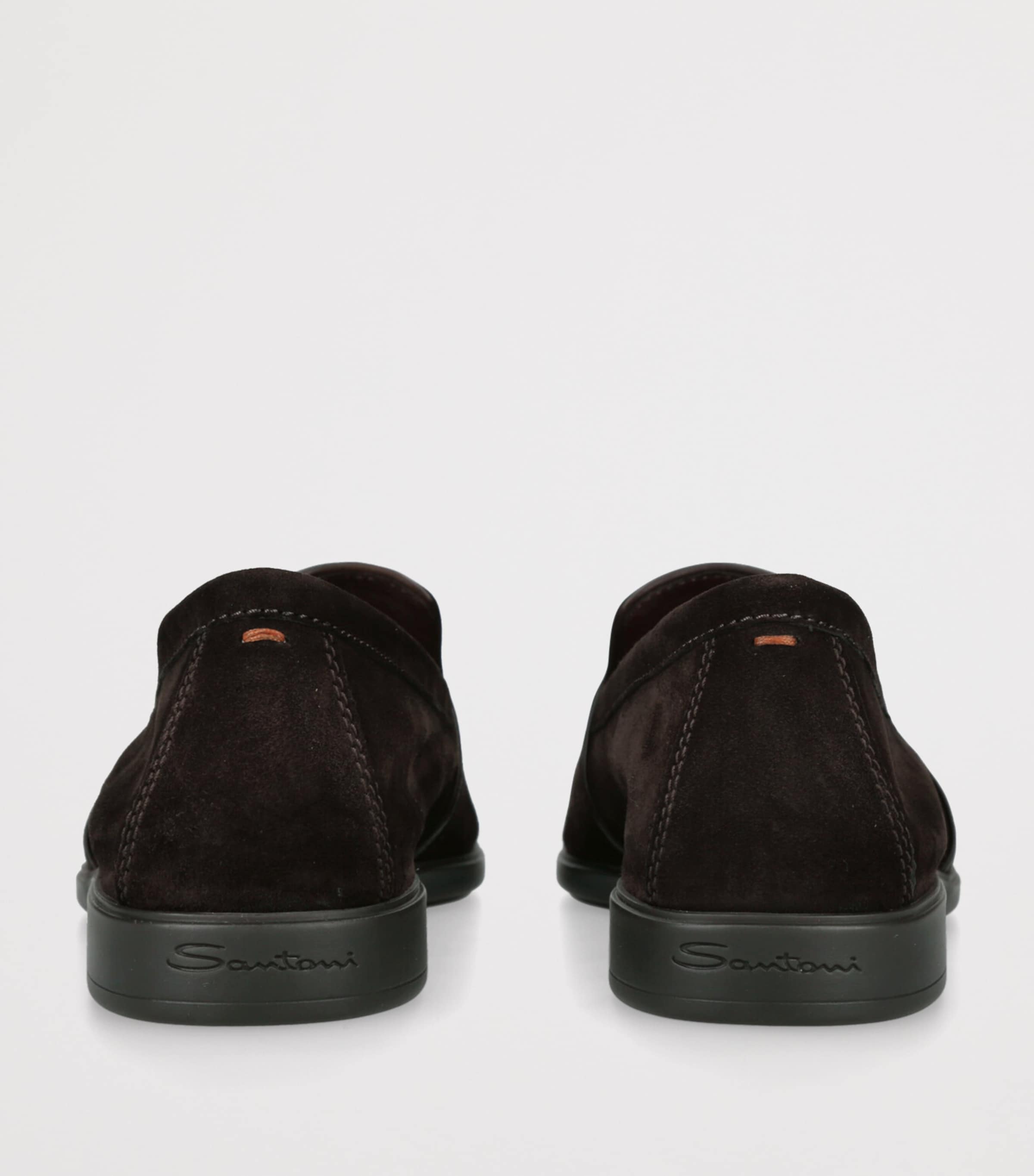 Santoni Suede Malibu Loafers Dark Brown Image 2
