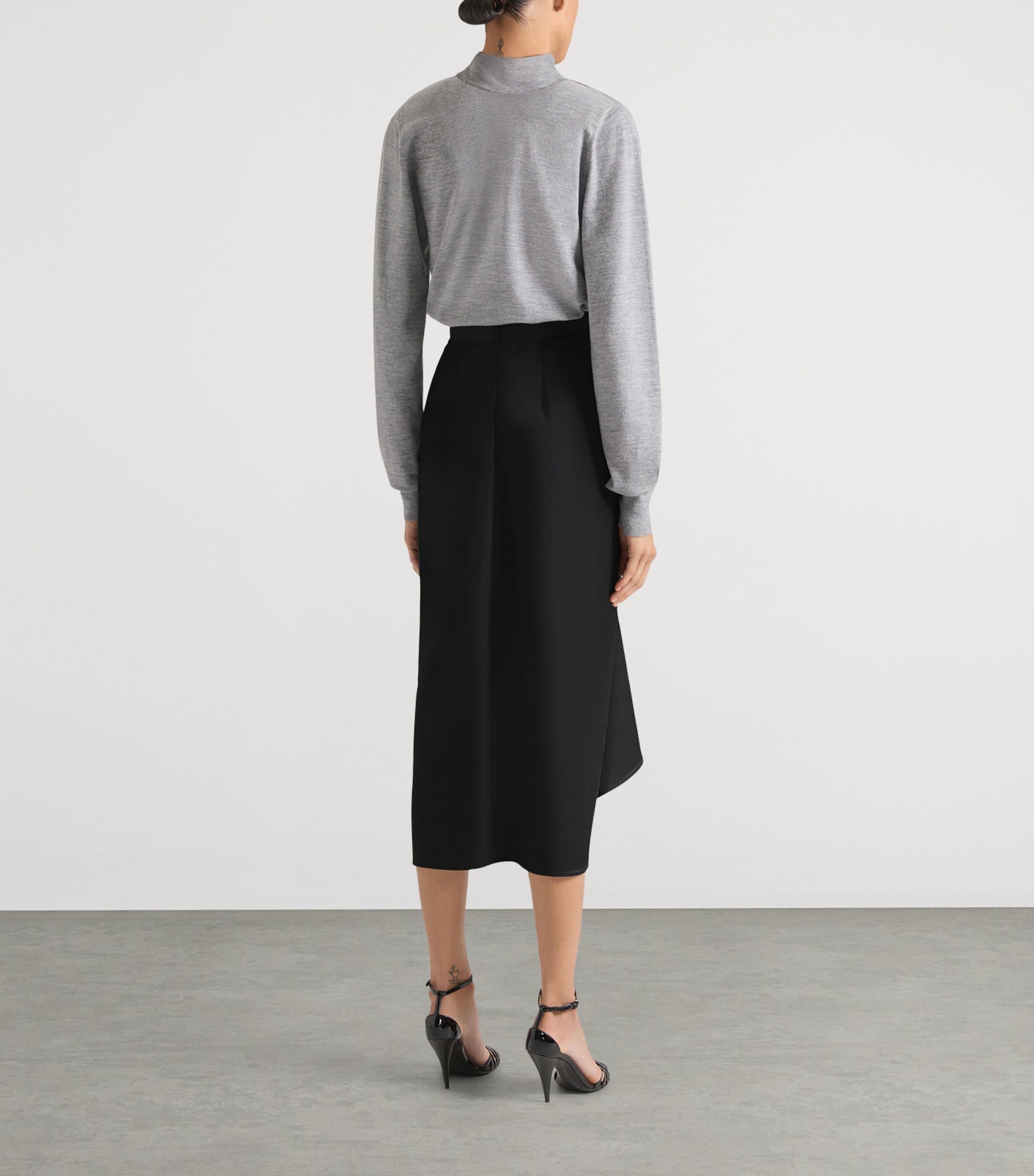 Draped High-Neck Sweater LIGHT GREY Image 3