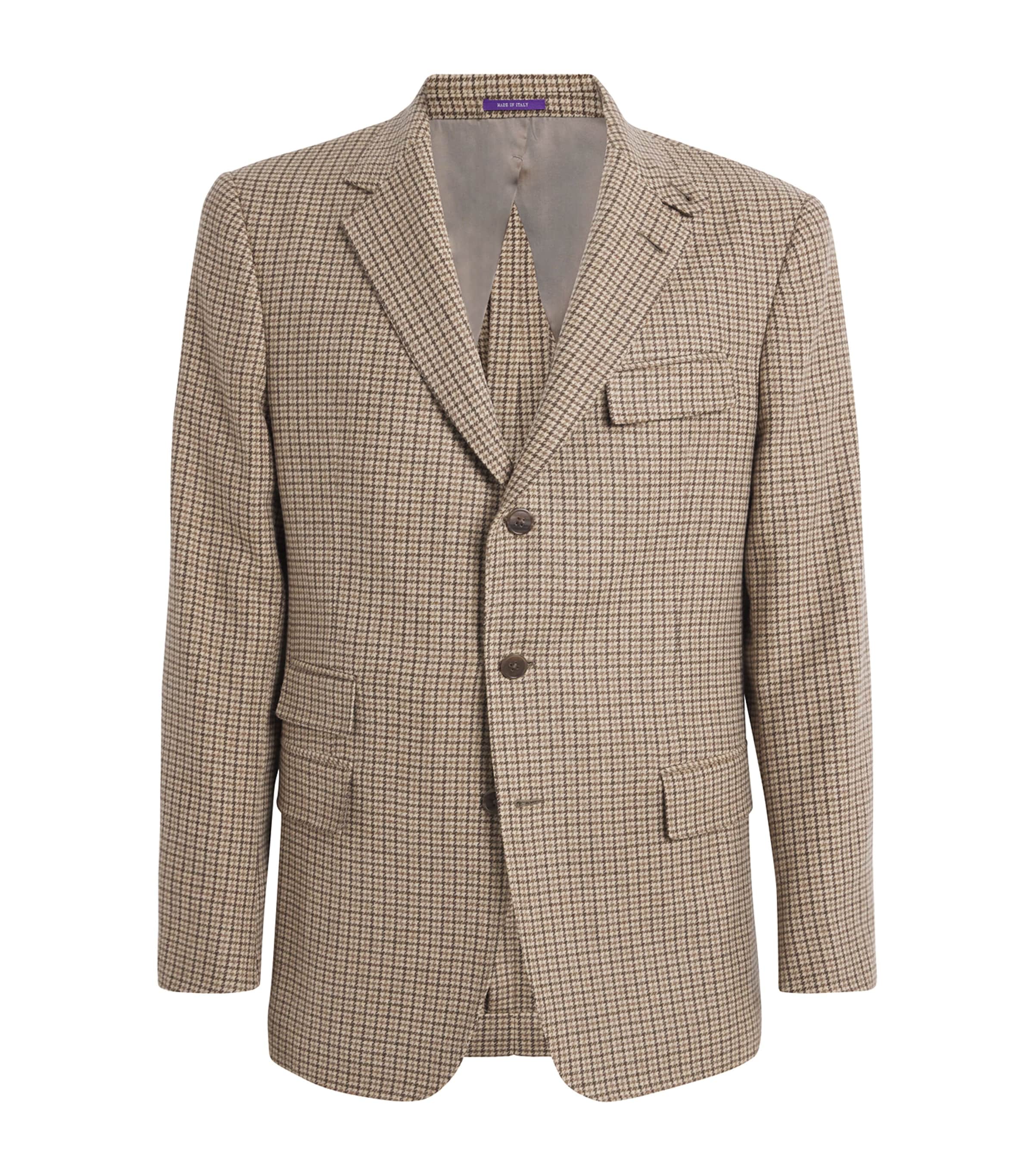 Wool-Cashmere Houndstooth Blazer CHMP/BRN Image 1