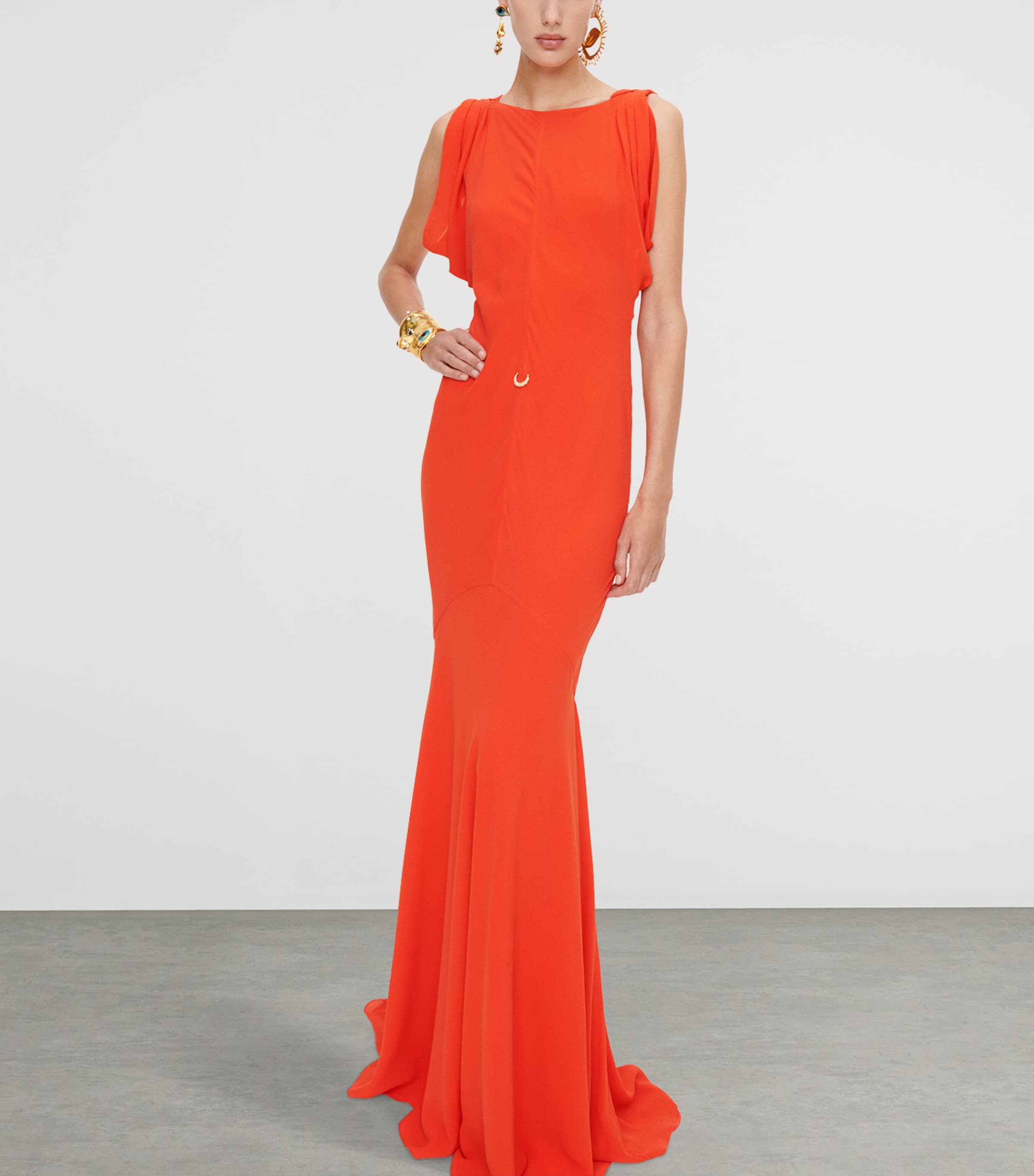 Schiaparelli Womens Silk Open-Back Gown Red Image 2