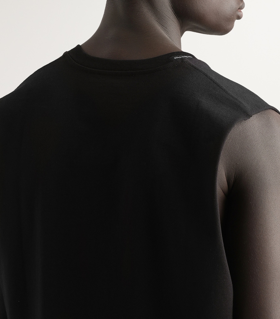 Cotton V-Neck Tank Top N0000-BLACK Image 4
