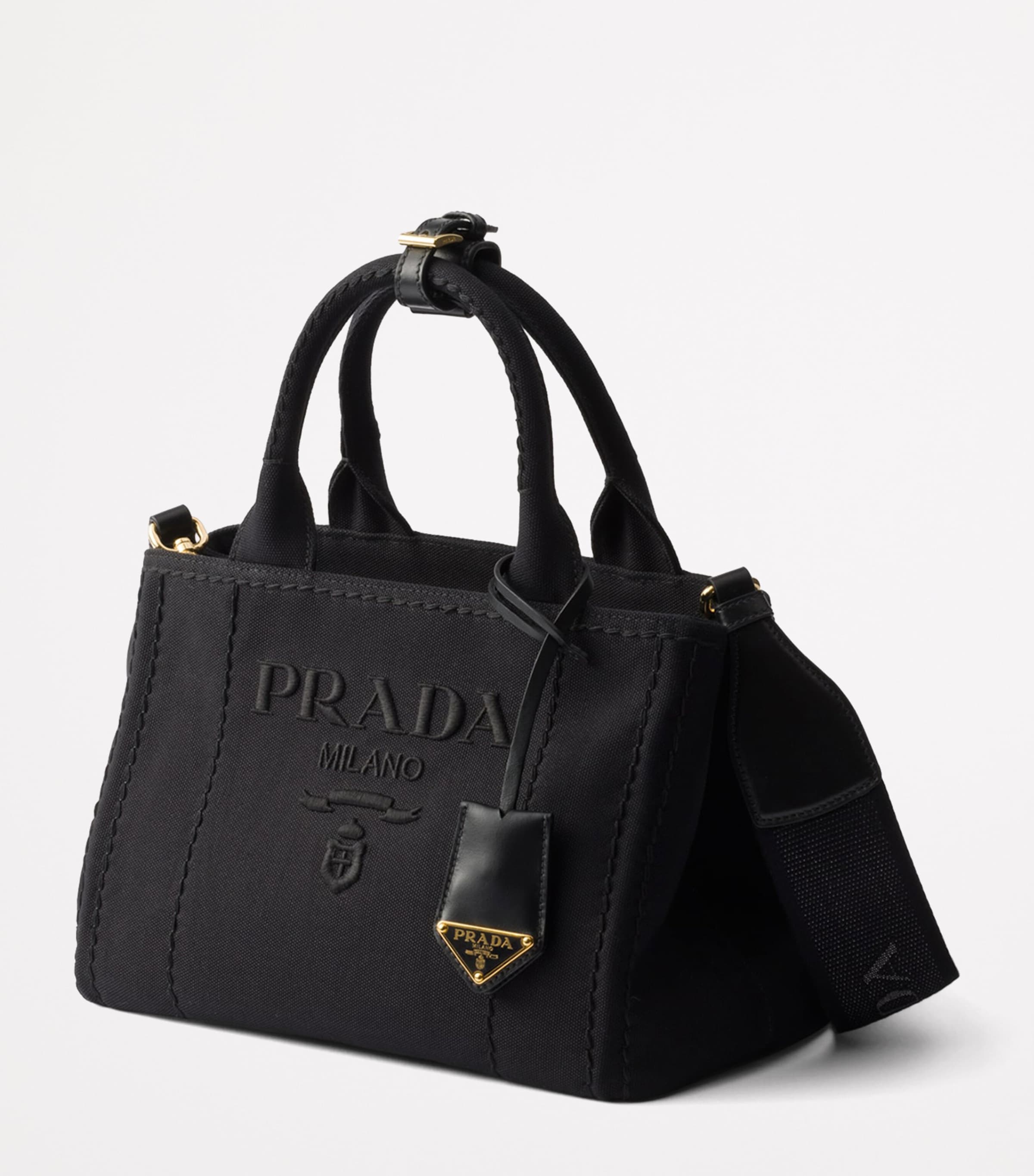 Prada Small Cotton Canvas Top-Handle Bag Image 2