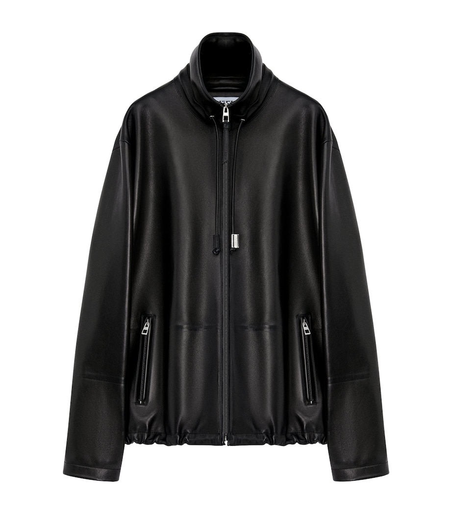 Leather Track Jacket BLACK Image 1