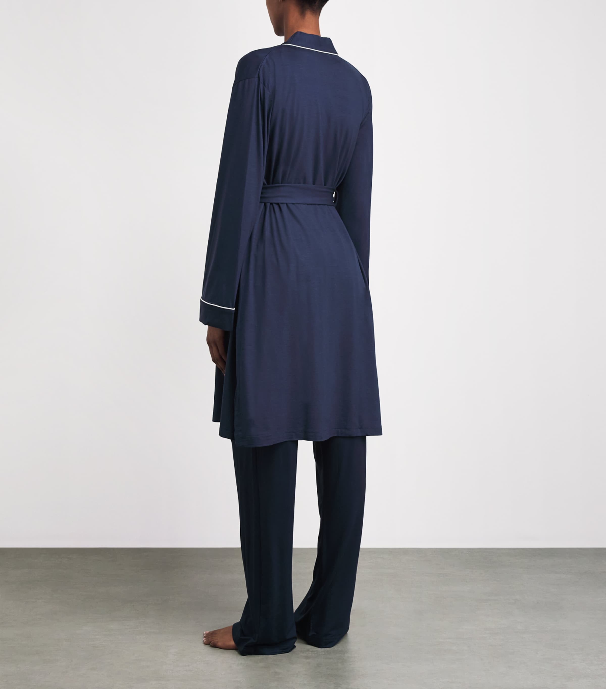 Derek Rose Womens Micro Modal Lara Robe Navy Image 5