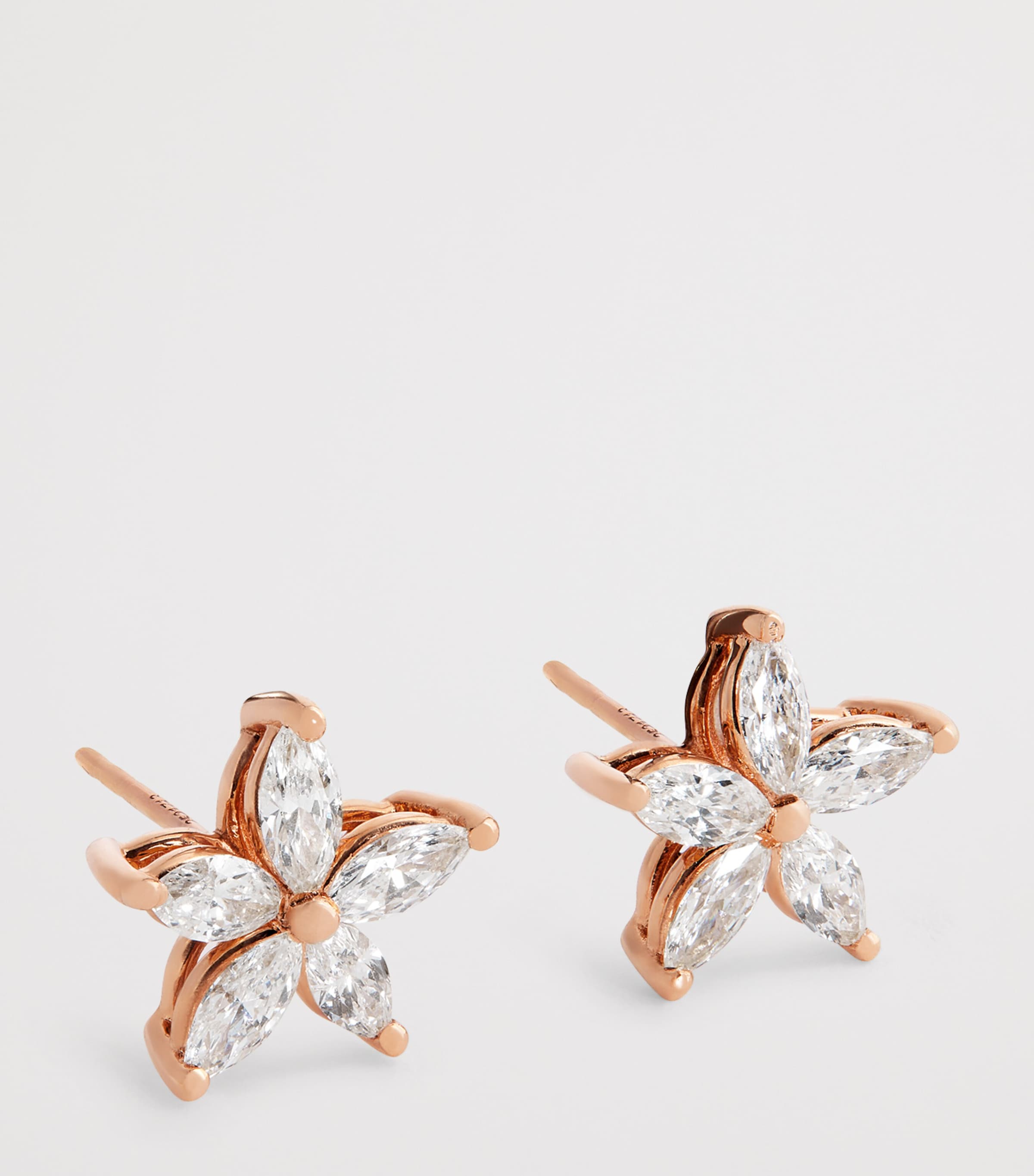 Rose Gold and Diamond Apple Seed Stud Earrings ROSE GOLD Image 3